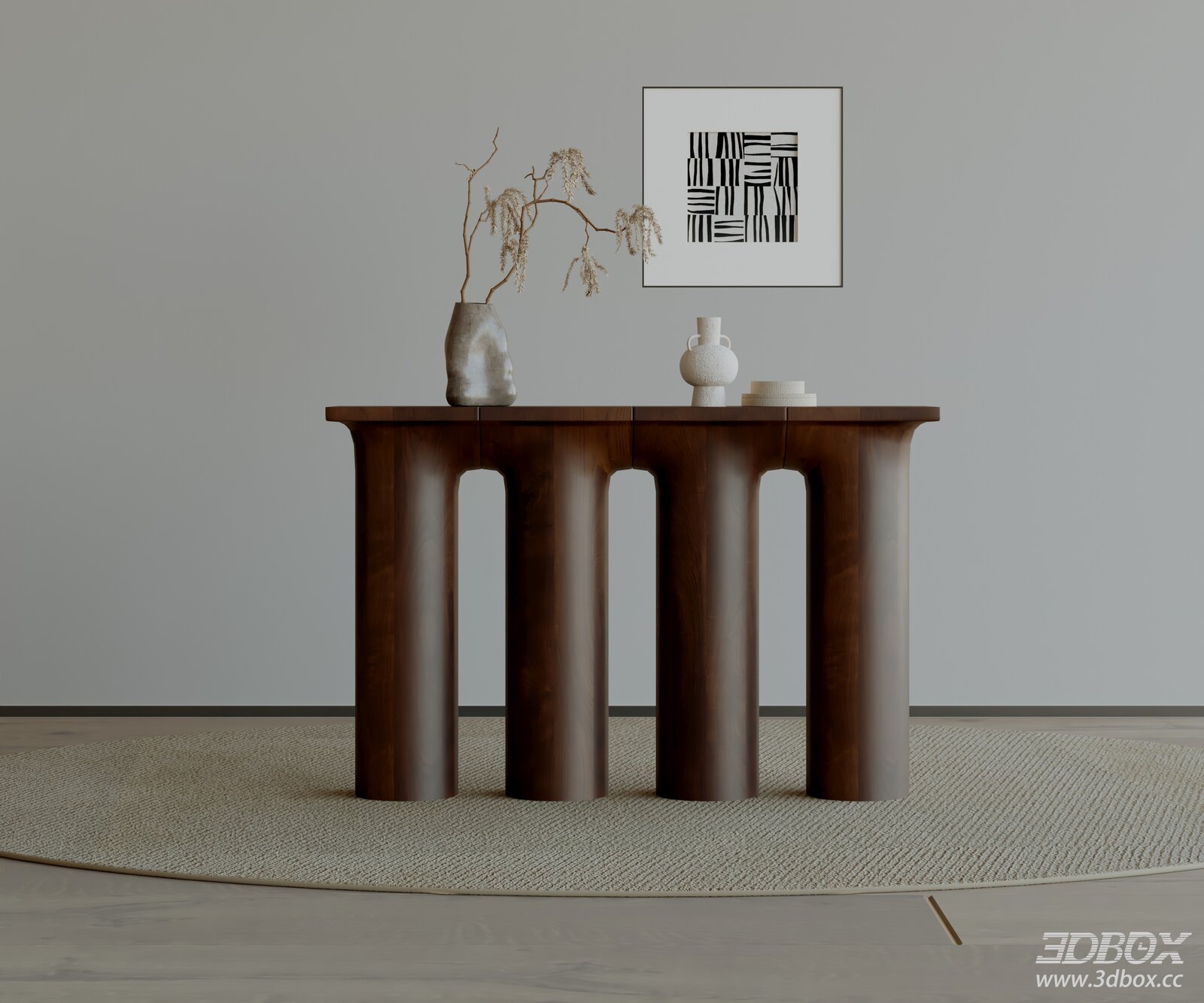 Modern Walnut Wood Console Table Minimalist Hallway Furniture