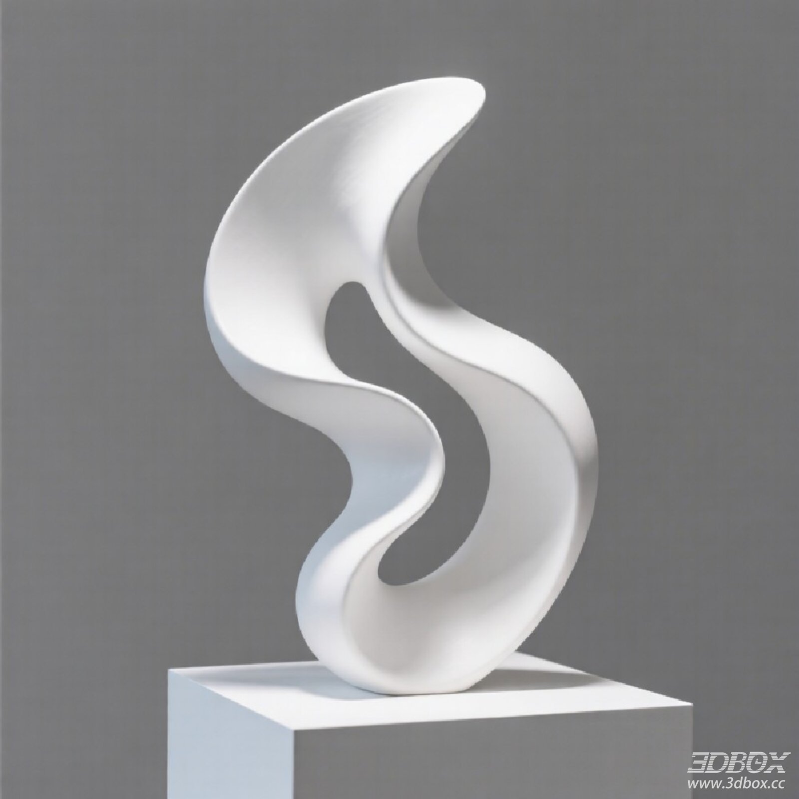 Modern White Abstract Curved Sculpture Decor