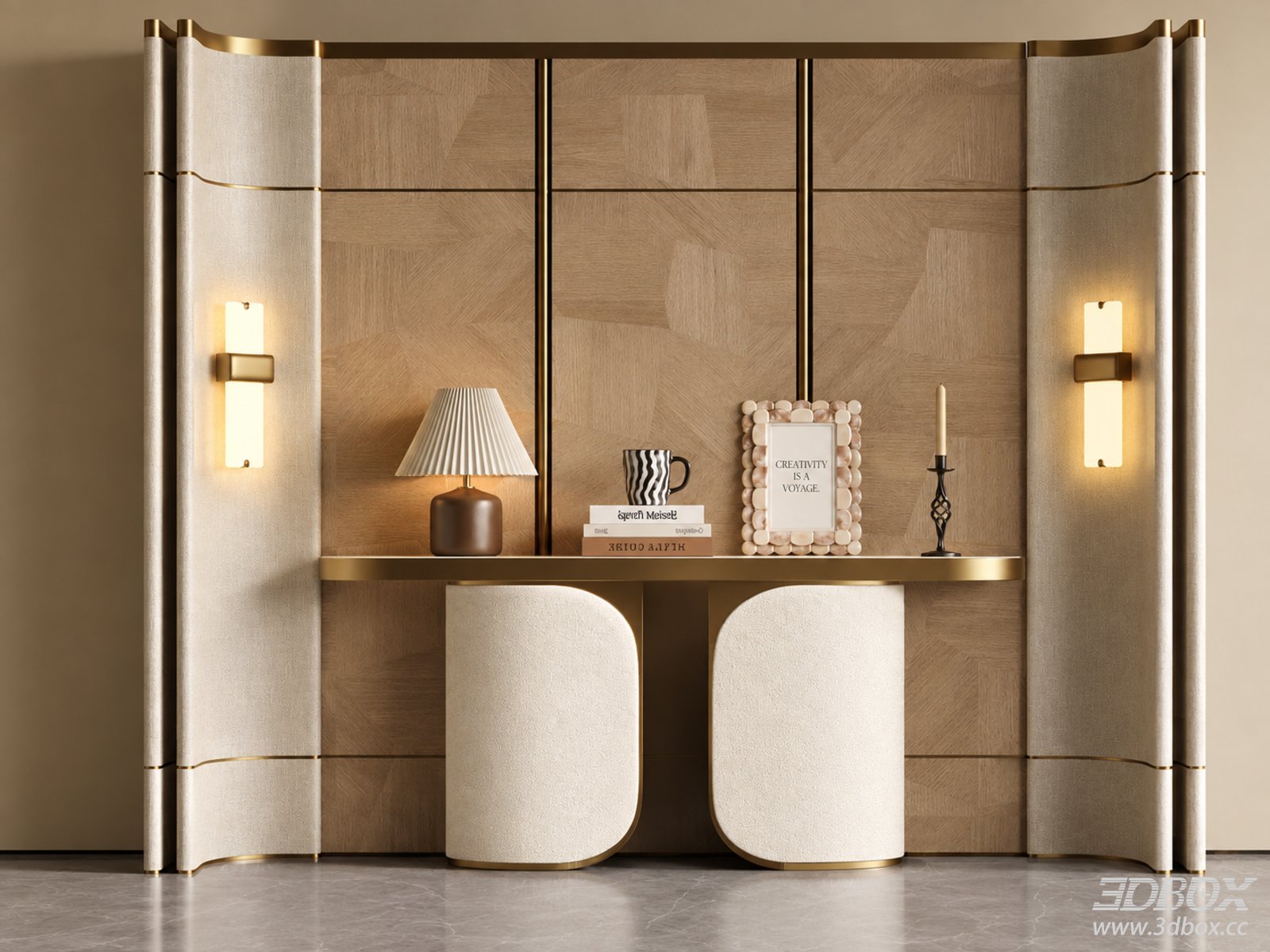 Modern Luxury Hallway Console Table with Decorative Wall Panel