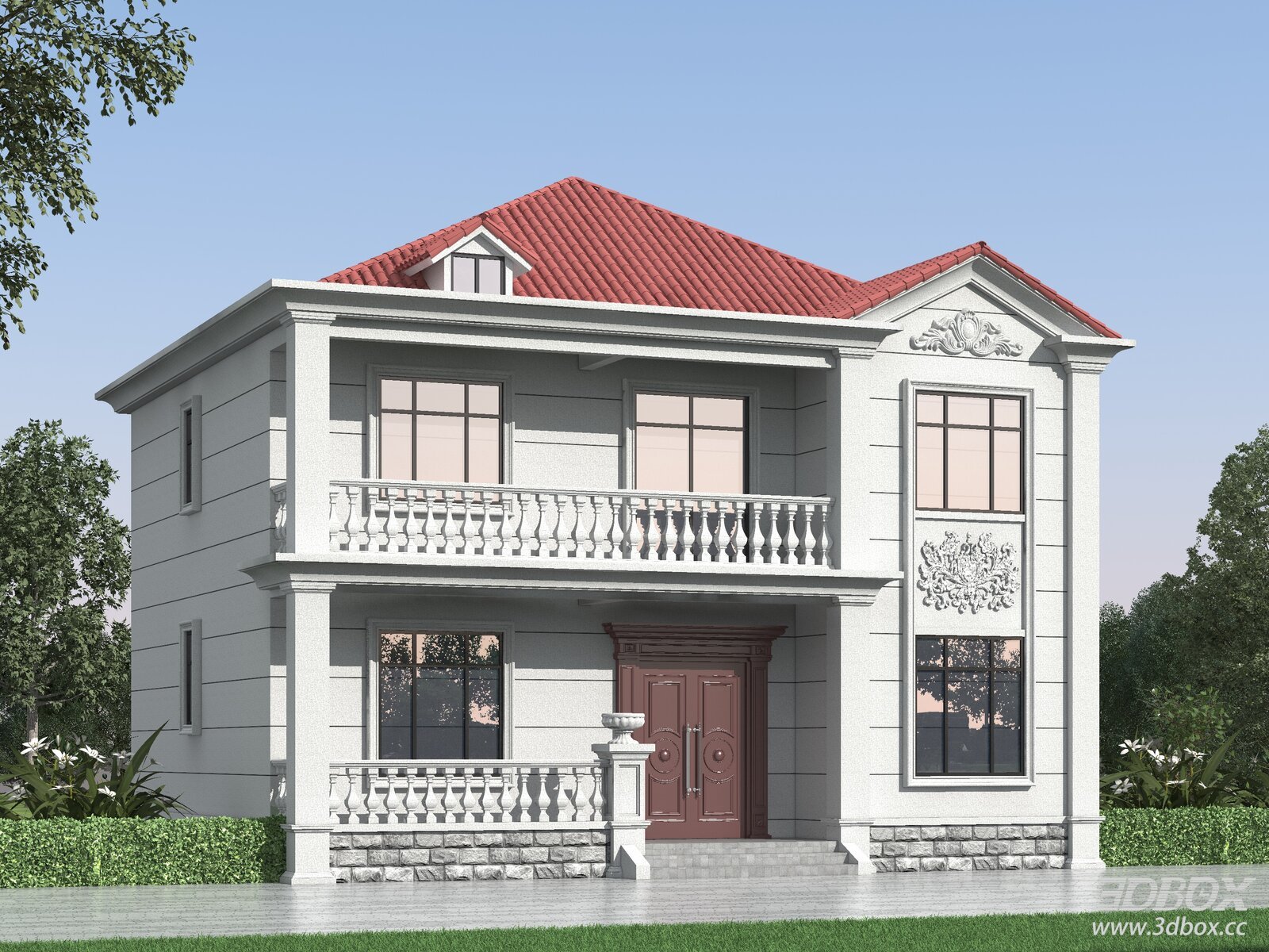 European Style Two Story Villa Exterior Building