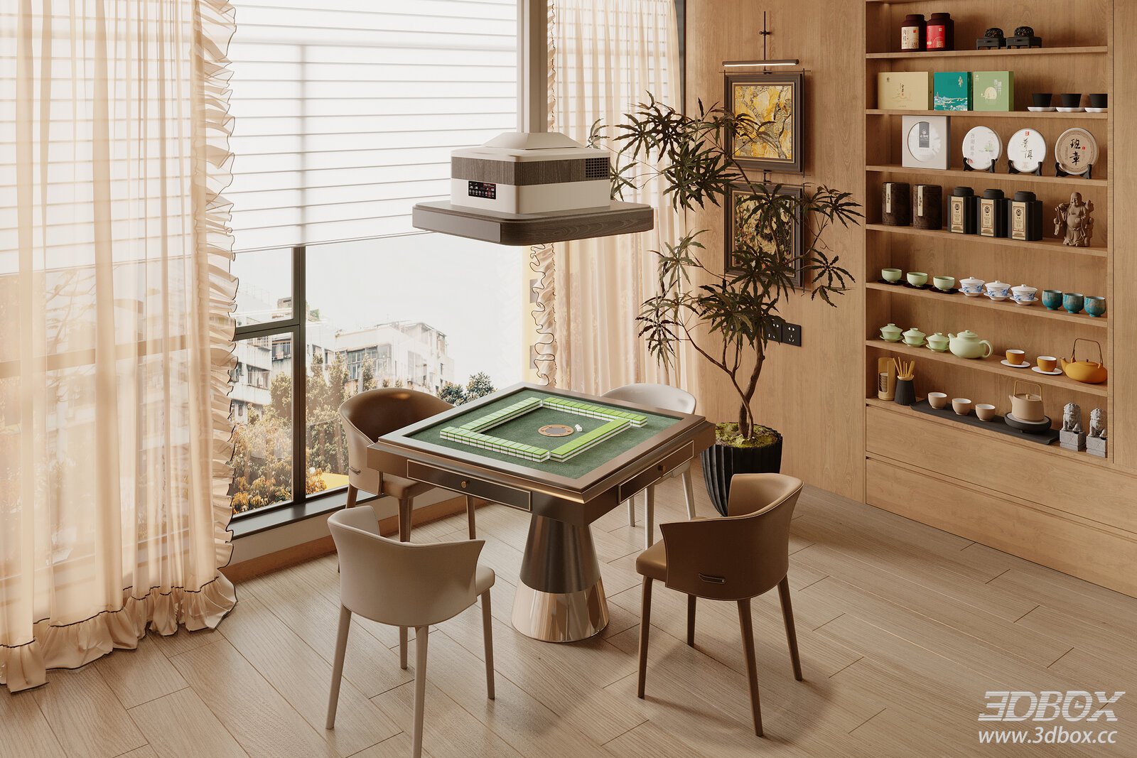 Modern New Chinese Style Mahjong Game Room