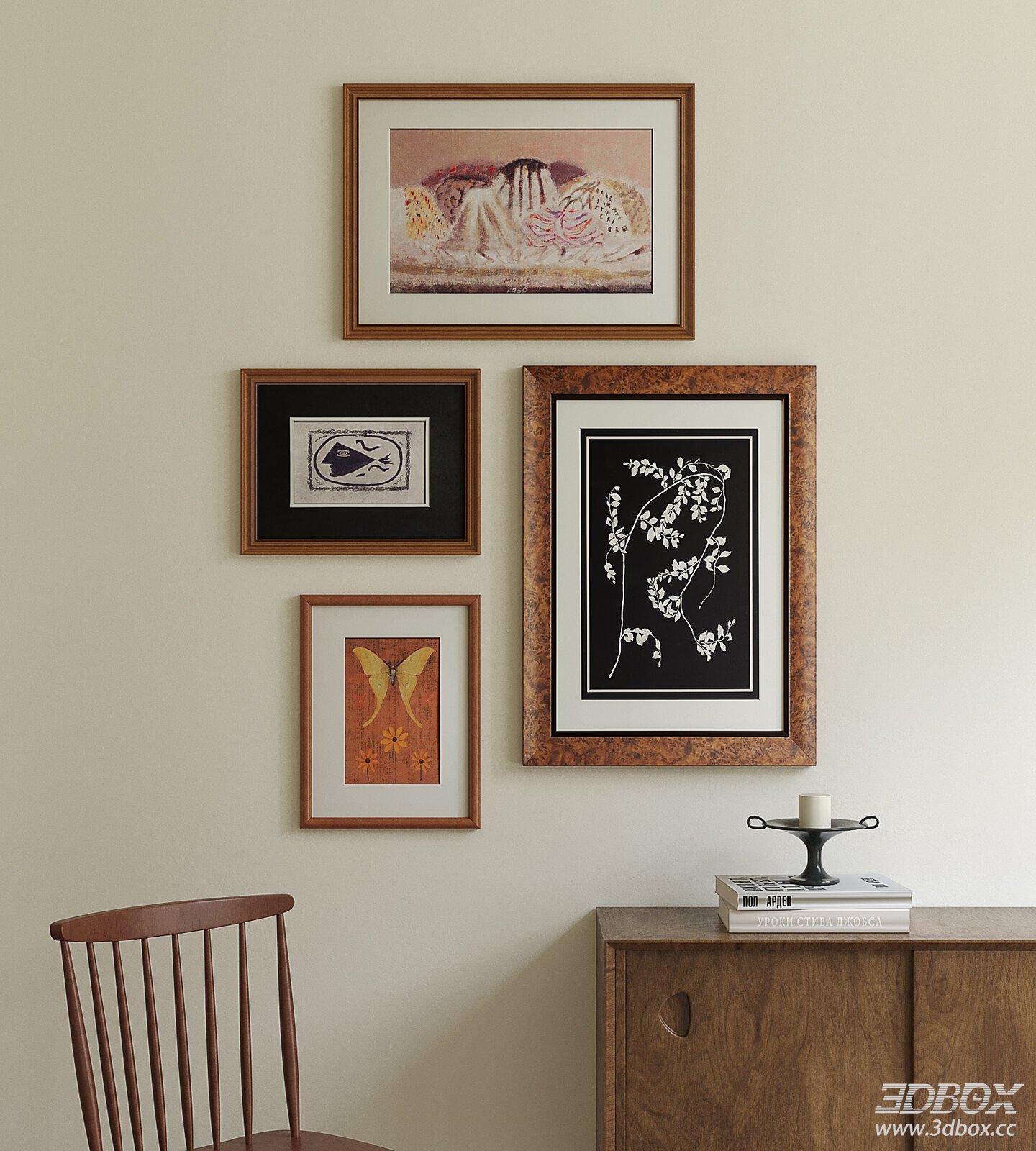 French Vintage Picture Frame Set Wall Art Decor