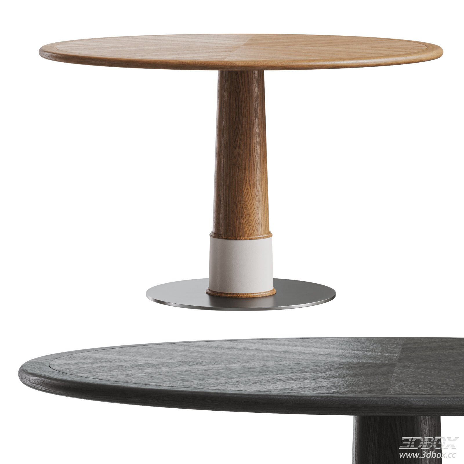Modern Round Wooden Dining Table with Metal Base