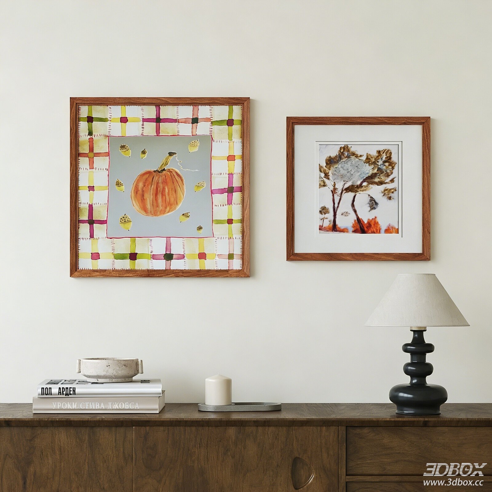 Vintage Mid Century Framed Wall Art Set