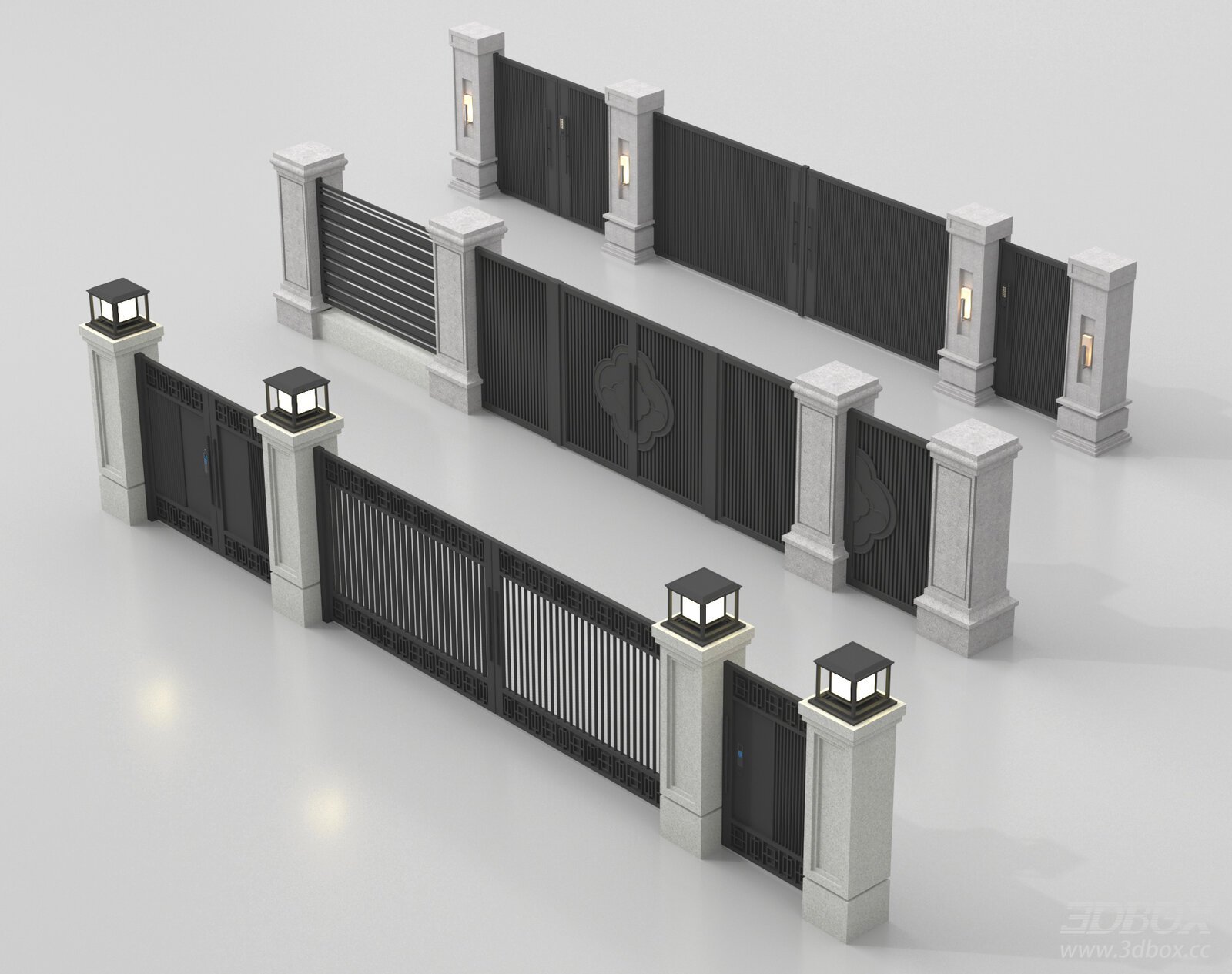 New Chinese Style Villa Gate and Fence Set