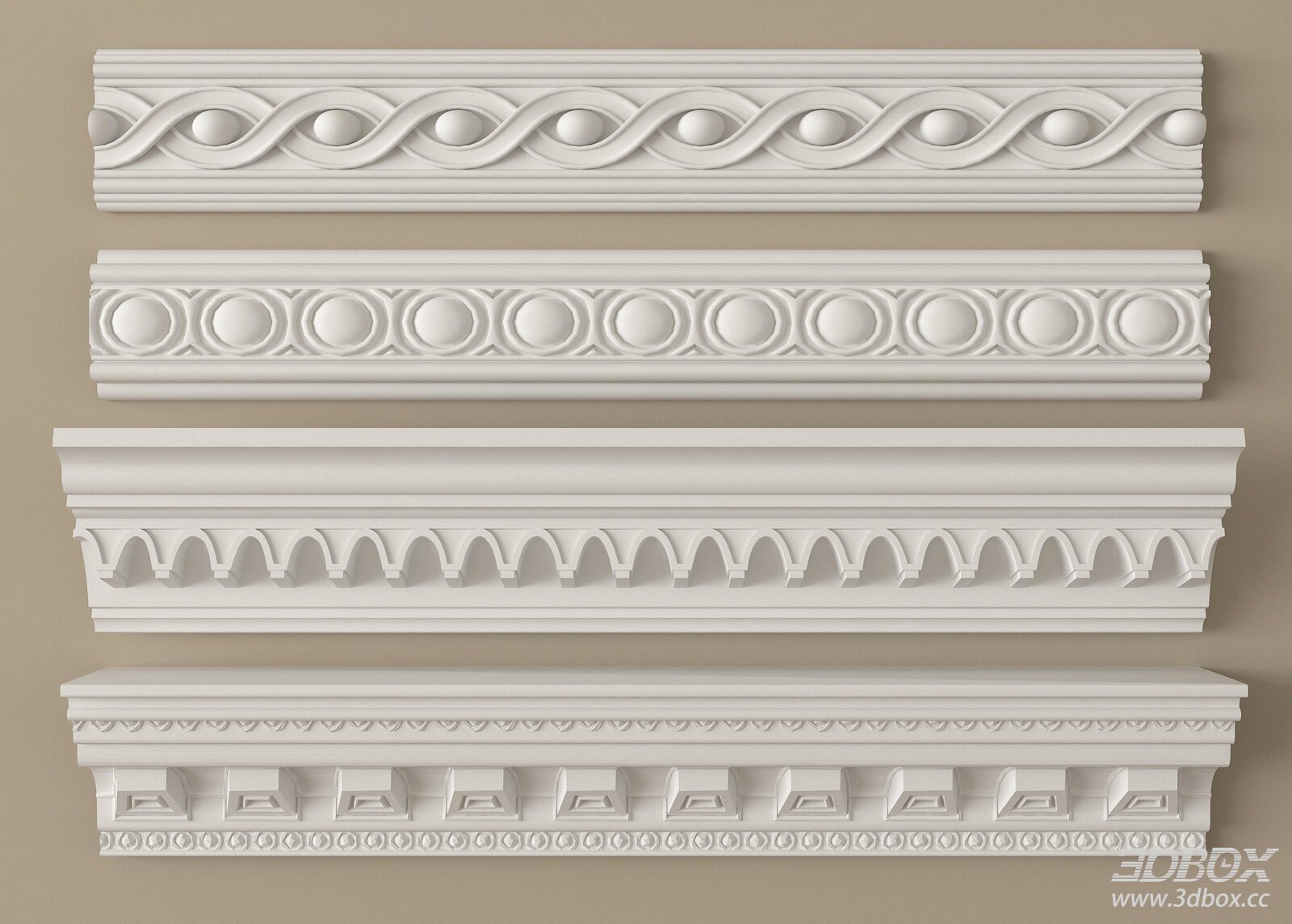 French Style Ornate Decorative Plaster Molding Set