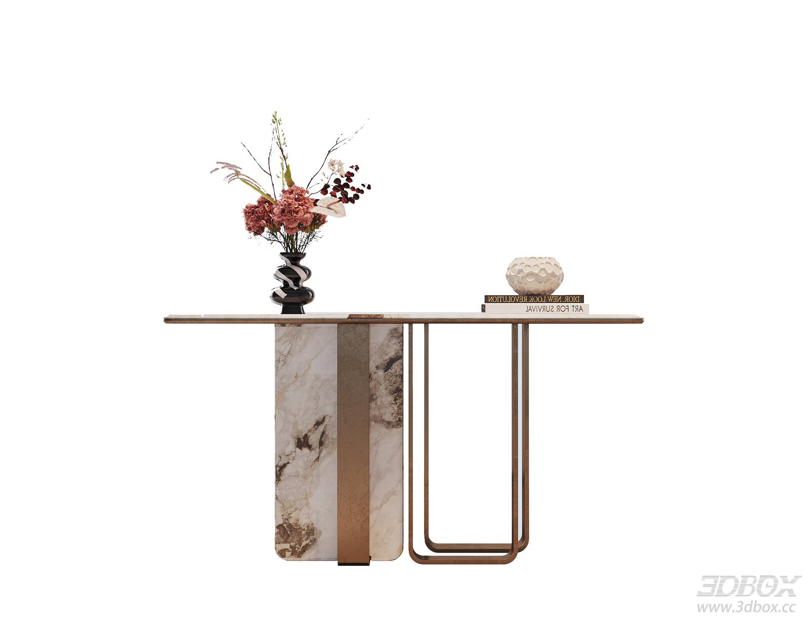 Modern Luxury Marble Top Console Table with Decor