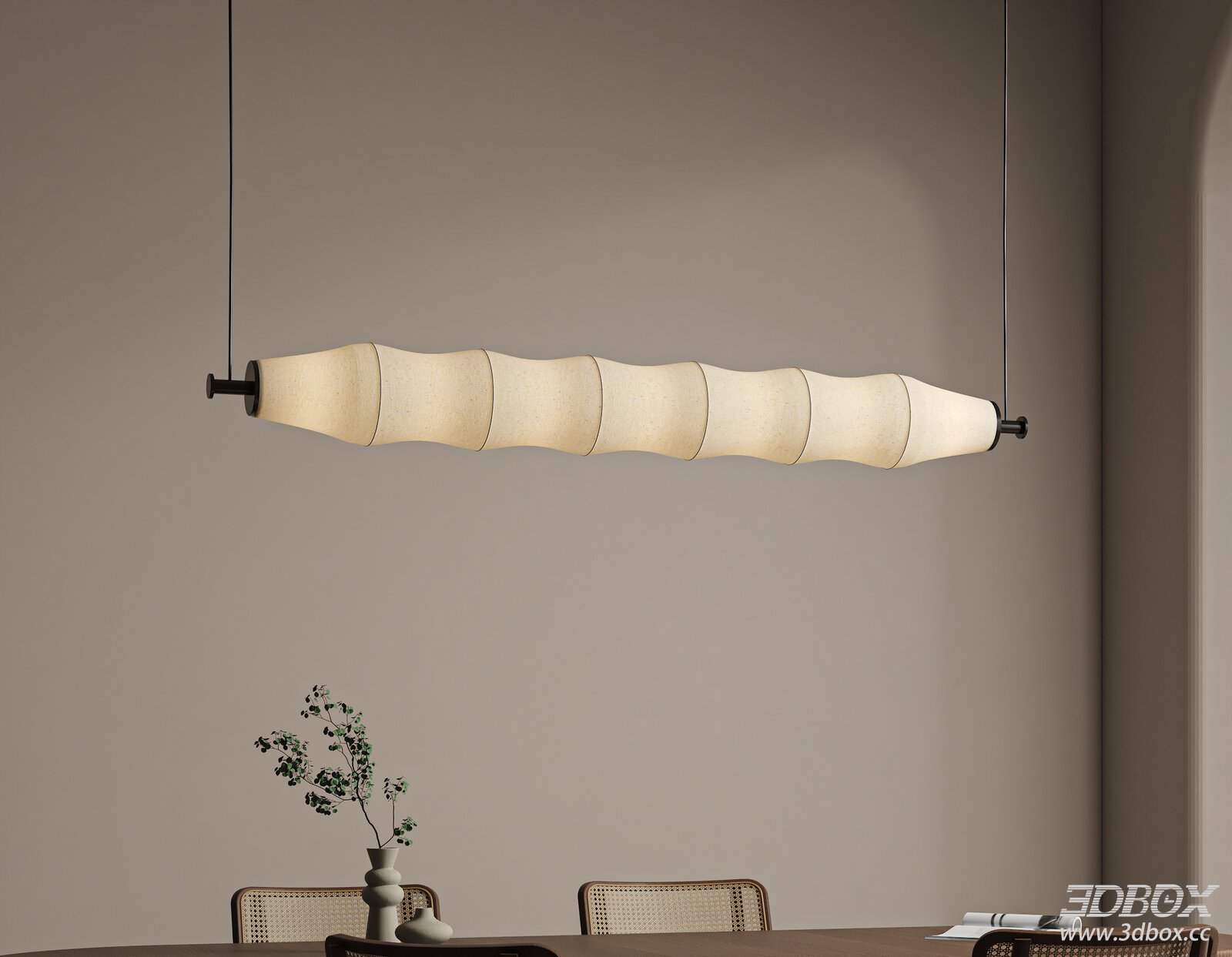 Wabi Sabi Linear Fabric Pendant Ceiling Lamp