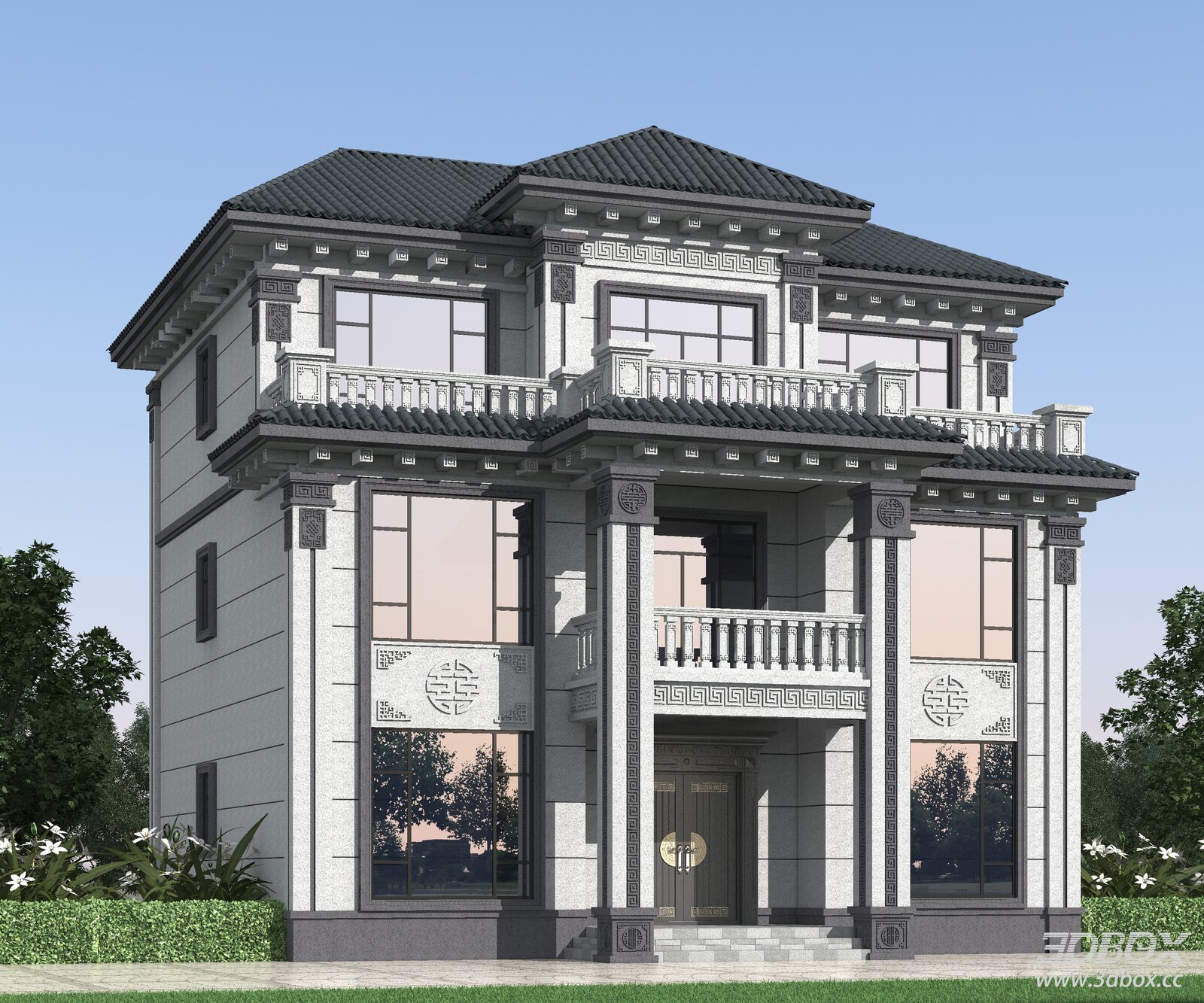 New Chinese Style Luxury Villa Exterior Building