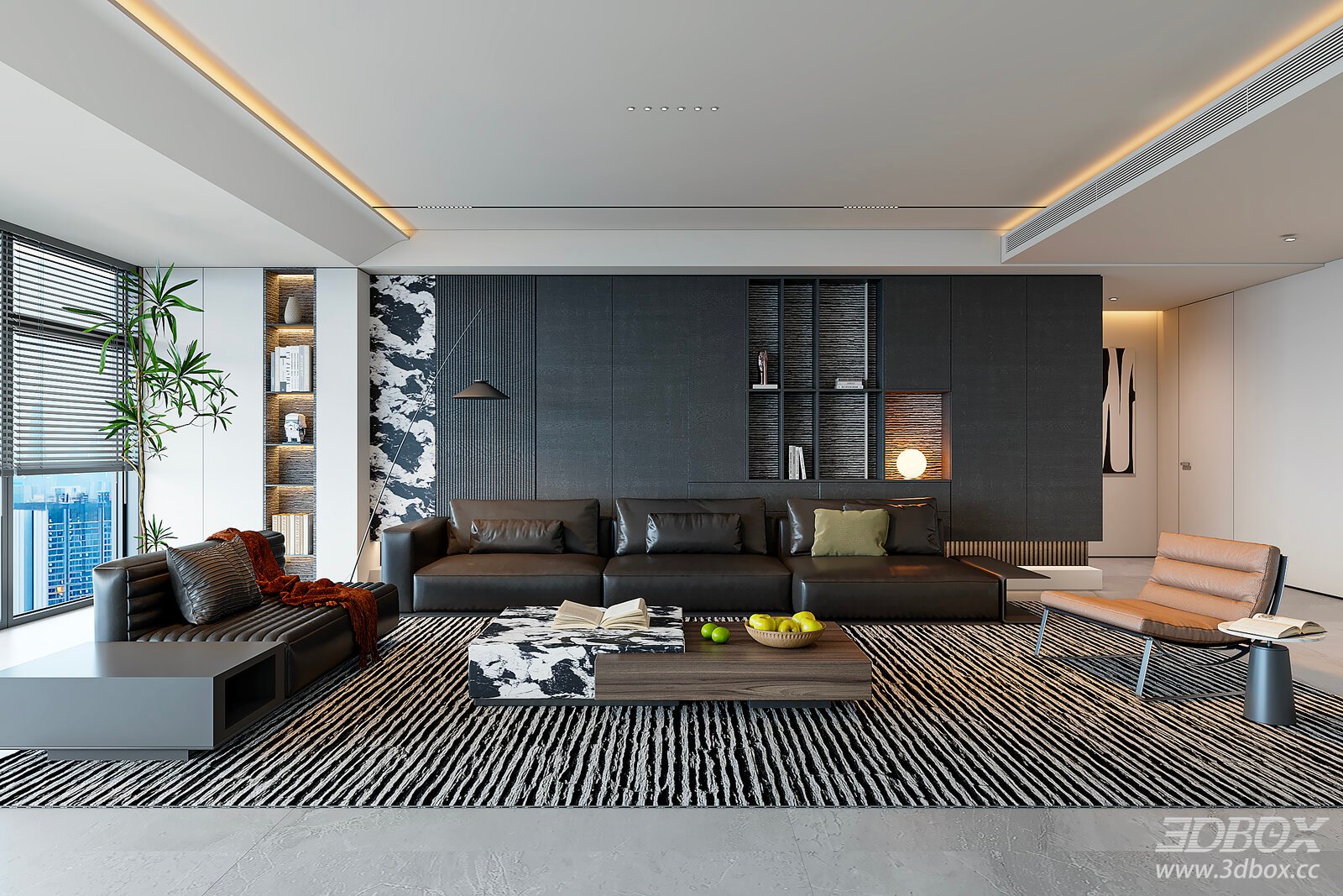 Modern Minimalist Living Room Interior Scene