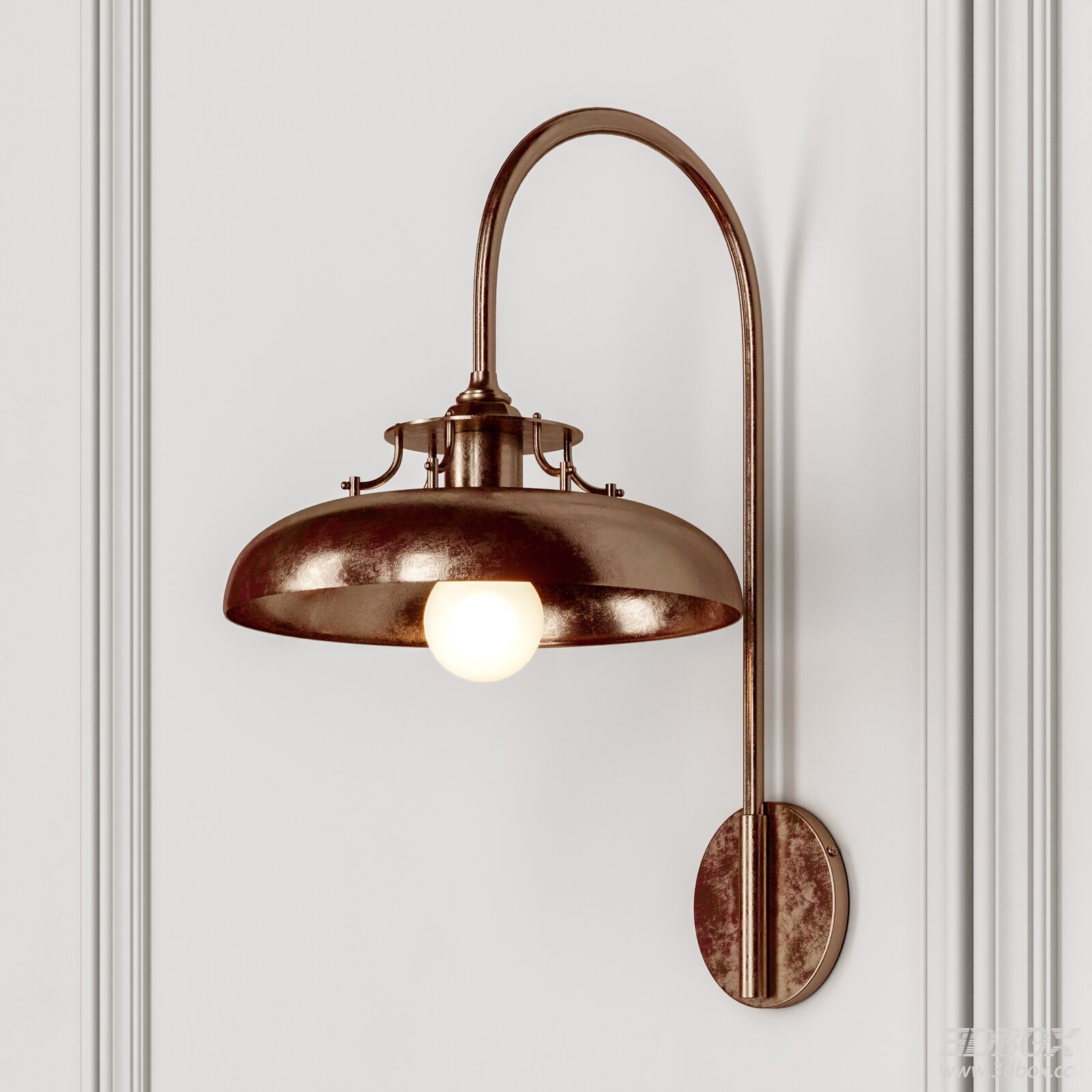 Vintage Bauhaus Antique Copper Metal Wall Sconce