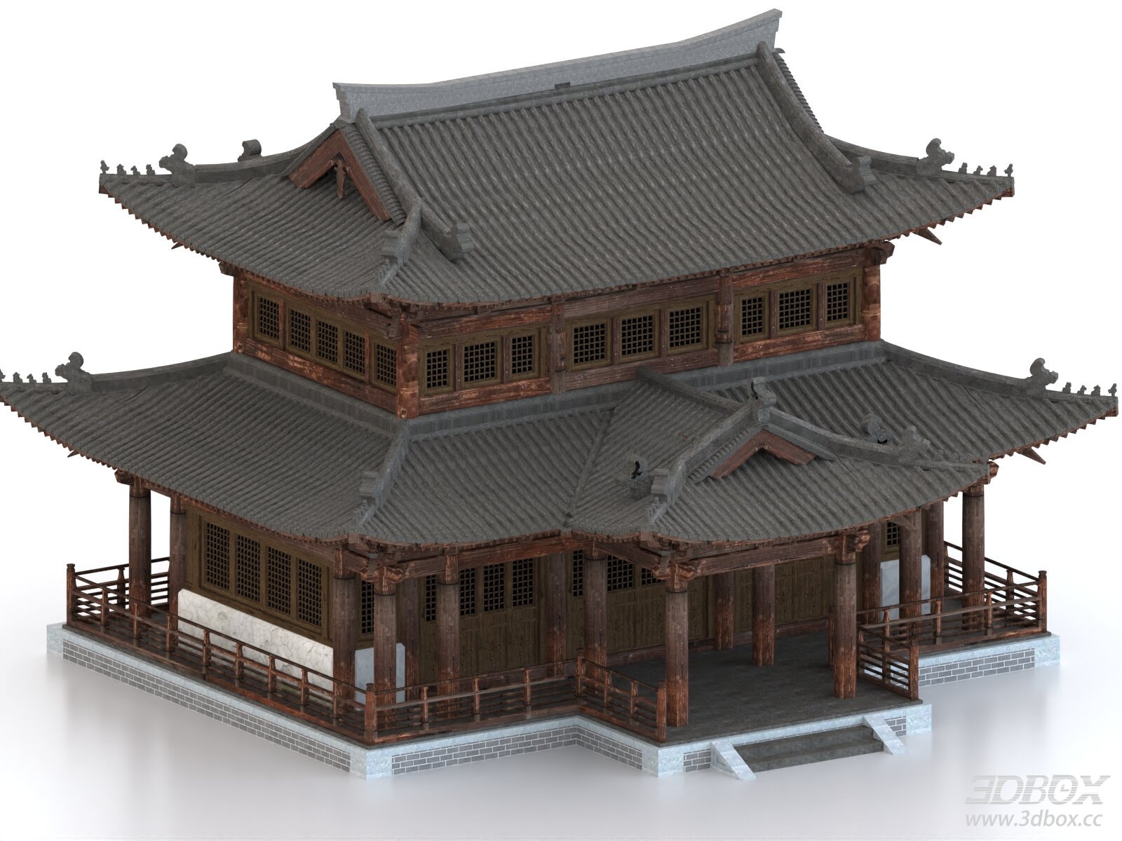 Traditional Chinese Song Dynasty Ancient Wooden Pavilion Building