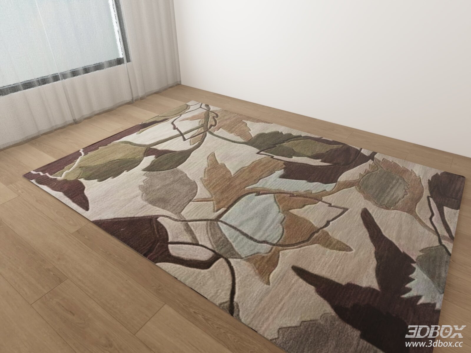Modern Leaf Pattern Neutral Tone Area Rug