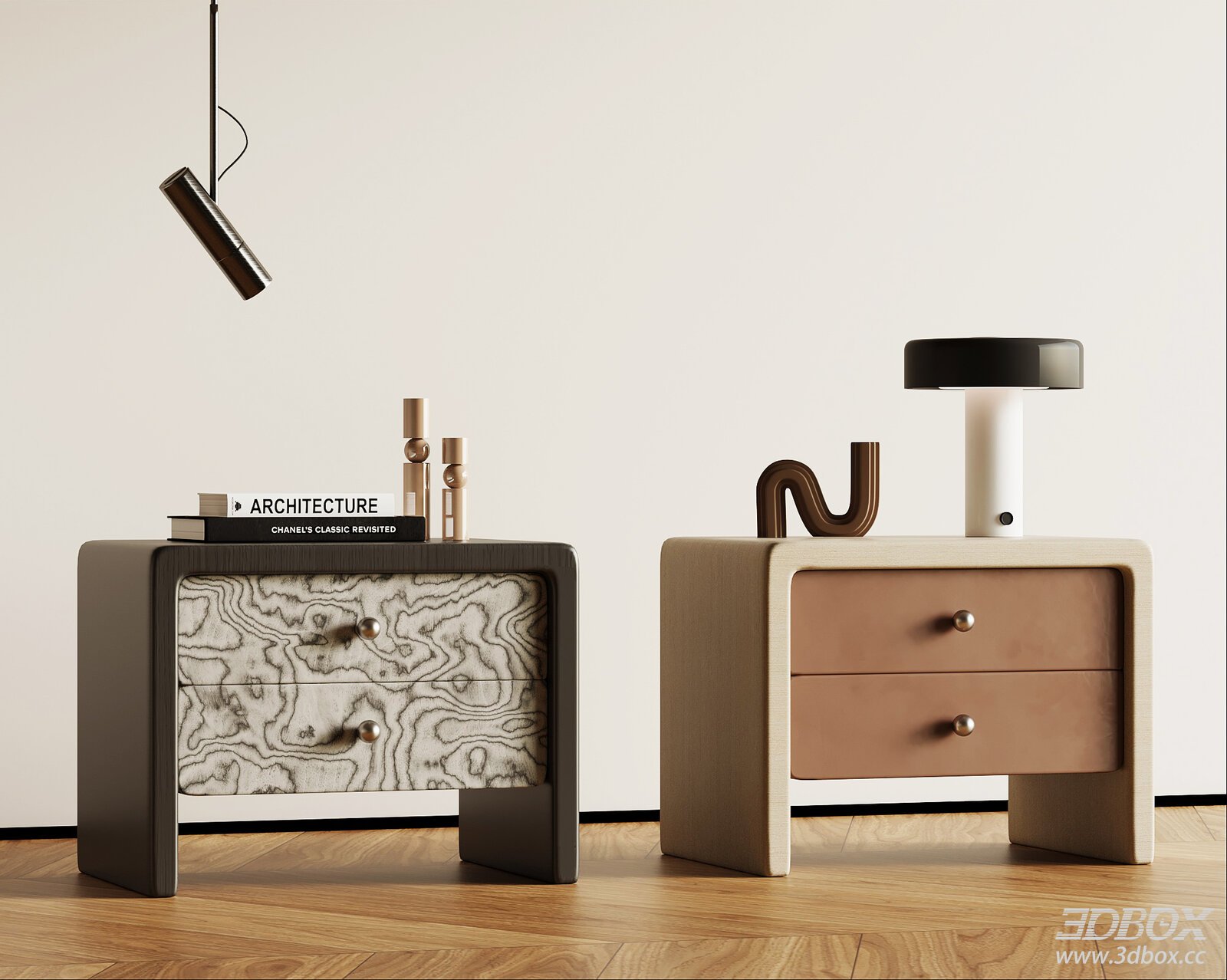 Modern Italian Style Bedside Side Table Set