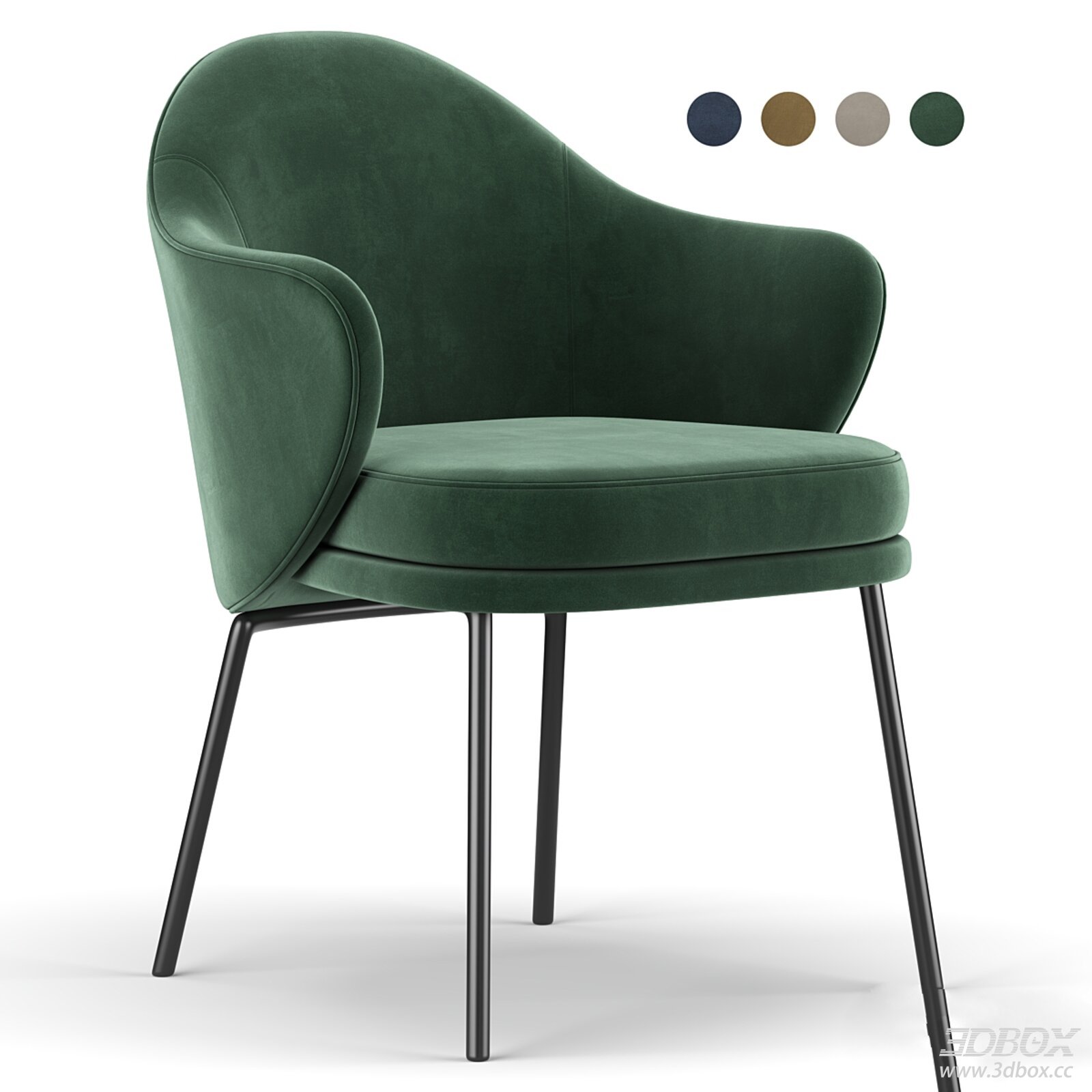 Minotti Angie Modern Velvet Dining Chair with Metal Legs