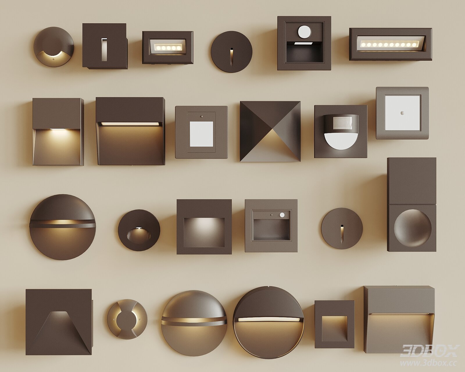 Modern Recessed Wall Step Night Light Set