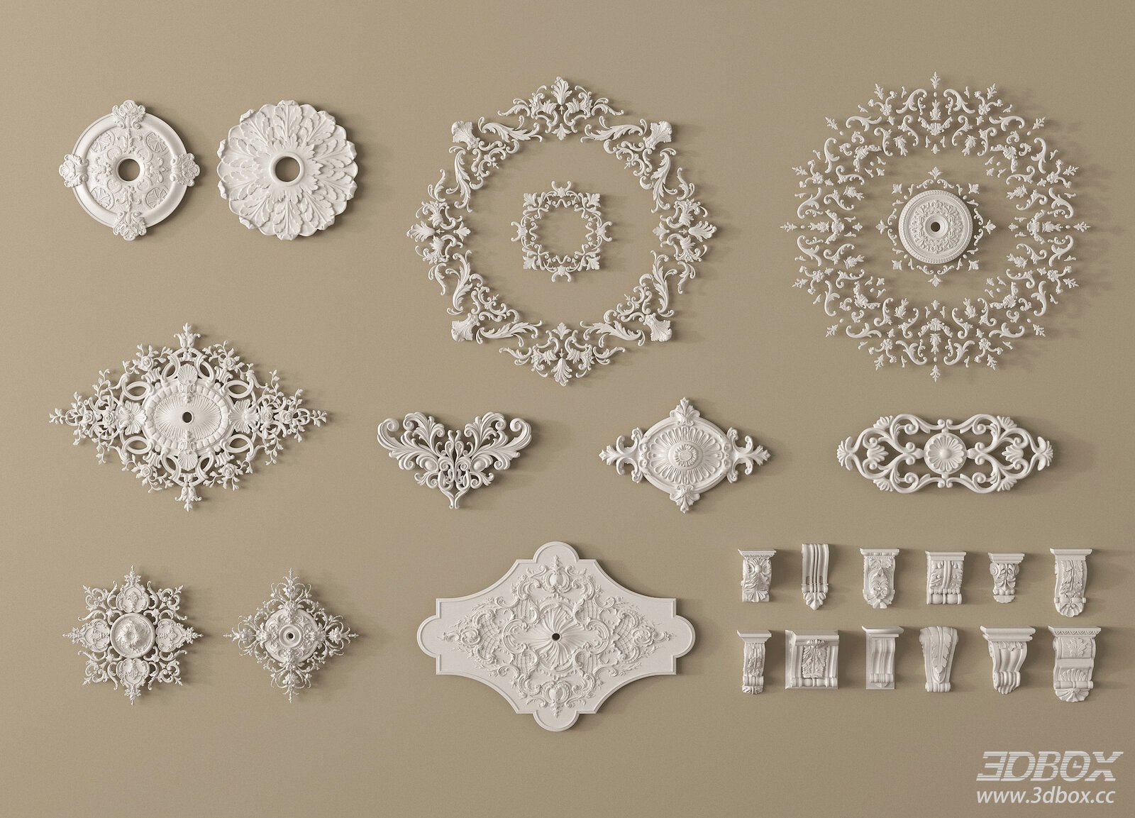 French Style Decorative Plaster Ornament Set