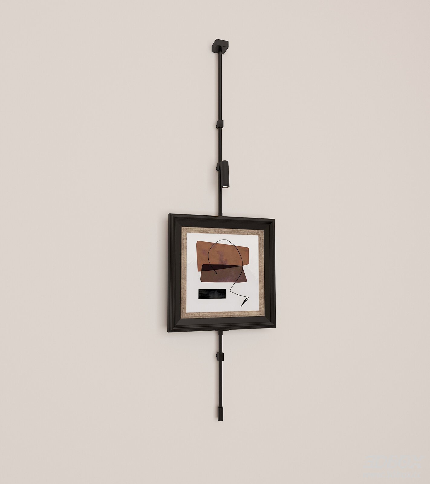 Modern Vintage Wall Light with Framed Abstract Art