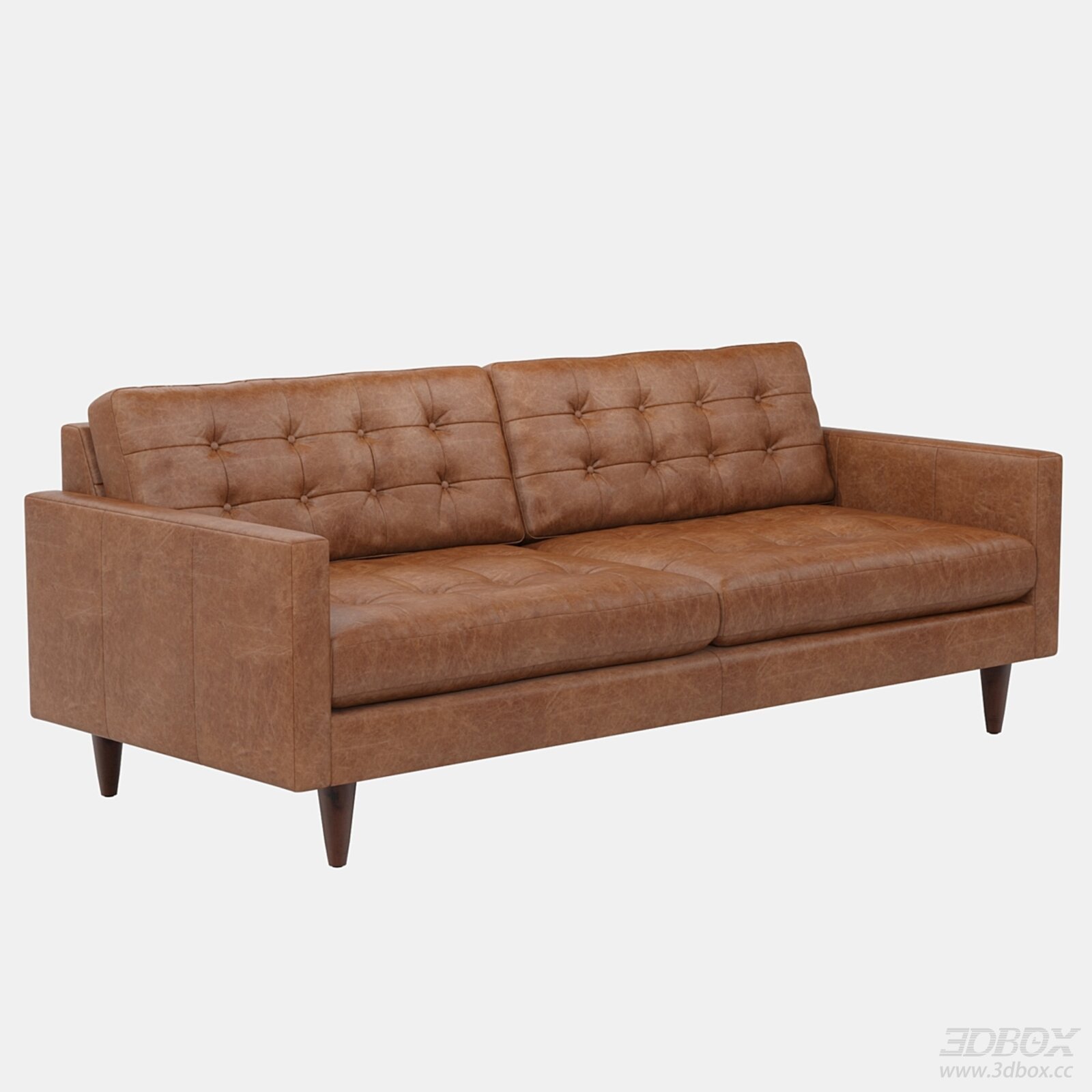 Joybird Eliot Tufted Brown Leather Sofa