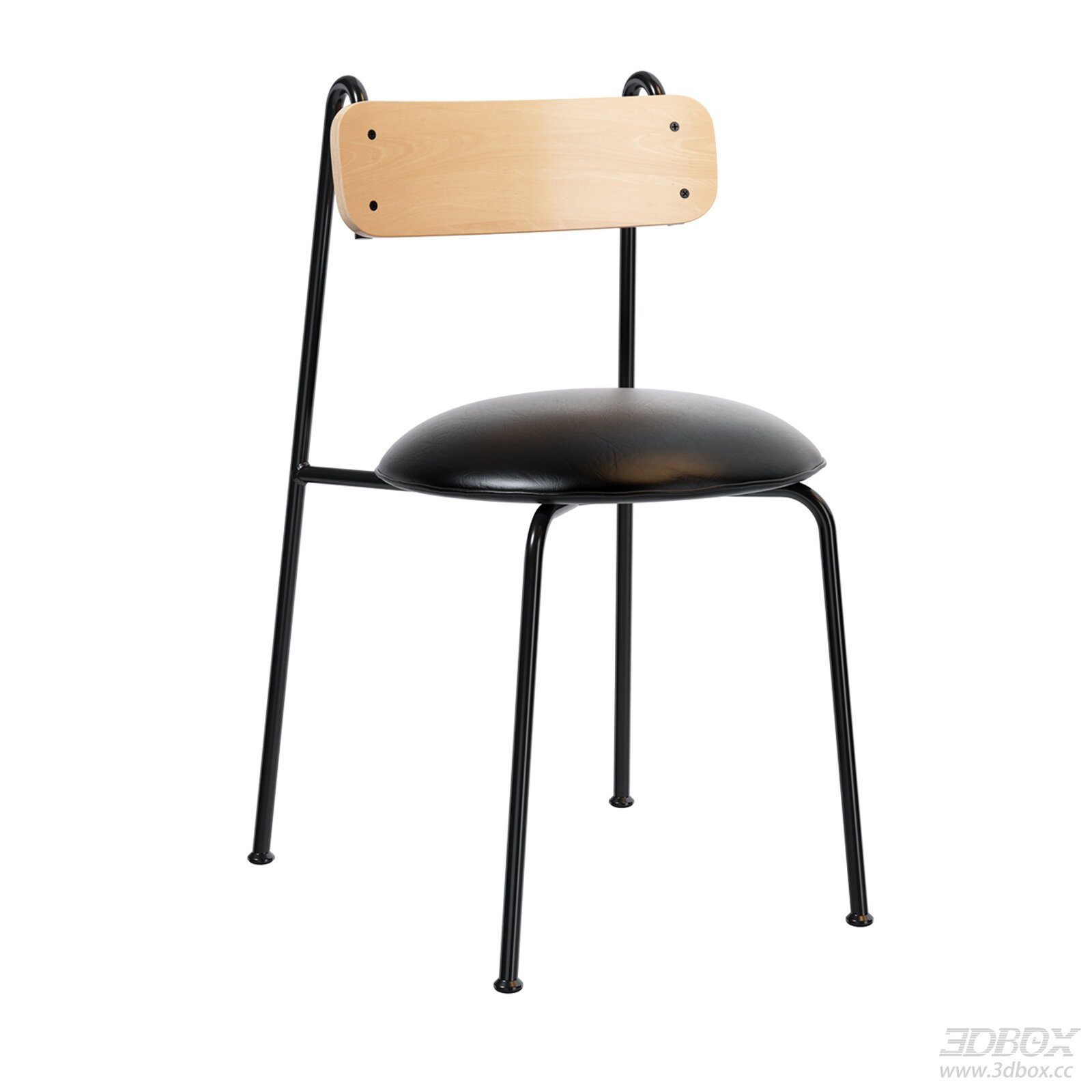 Nordic Minimalist Leather Dining Chair with Wood Backrest