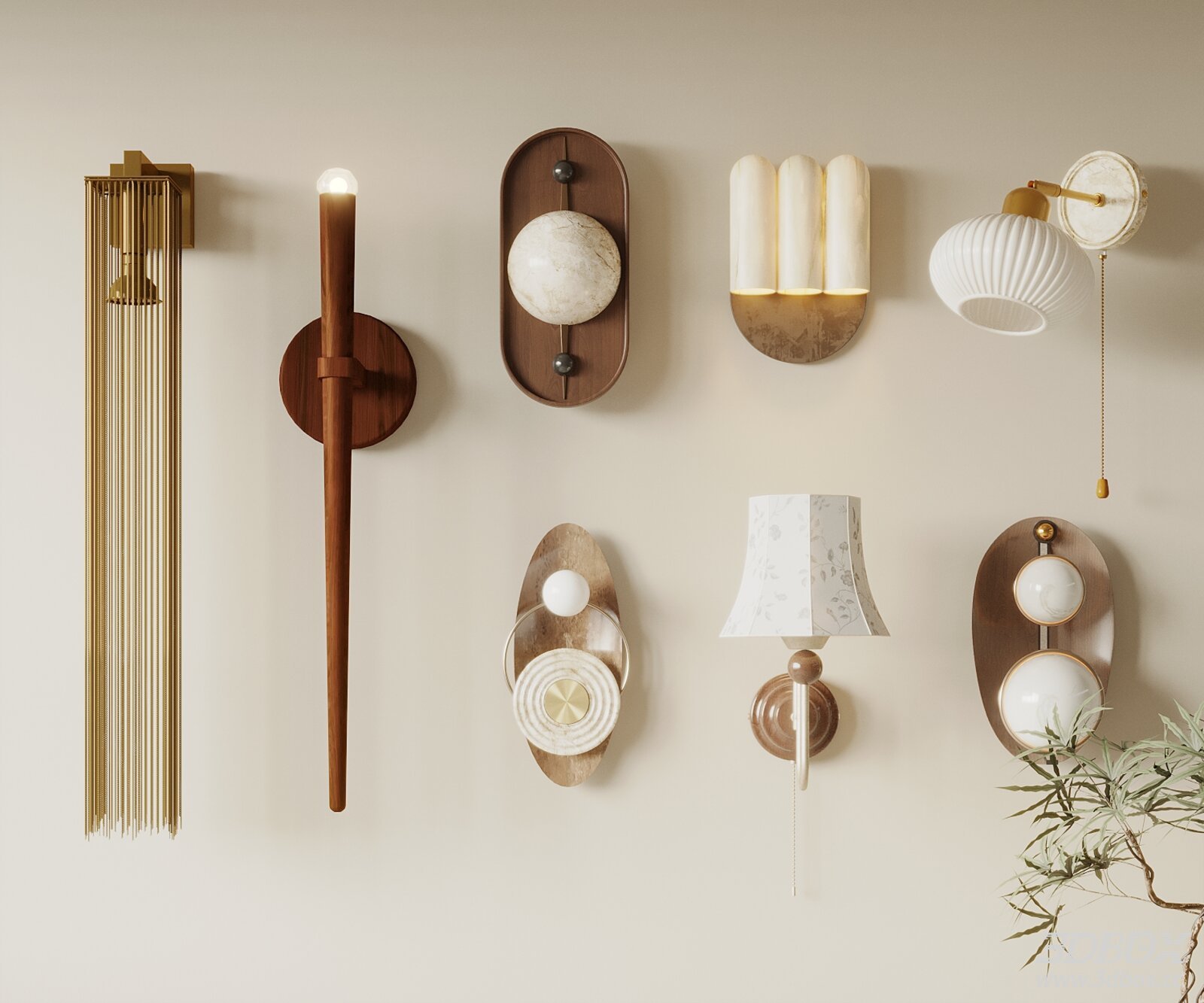 Mid Century Modern Wall Light Set
