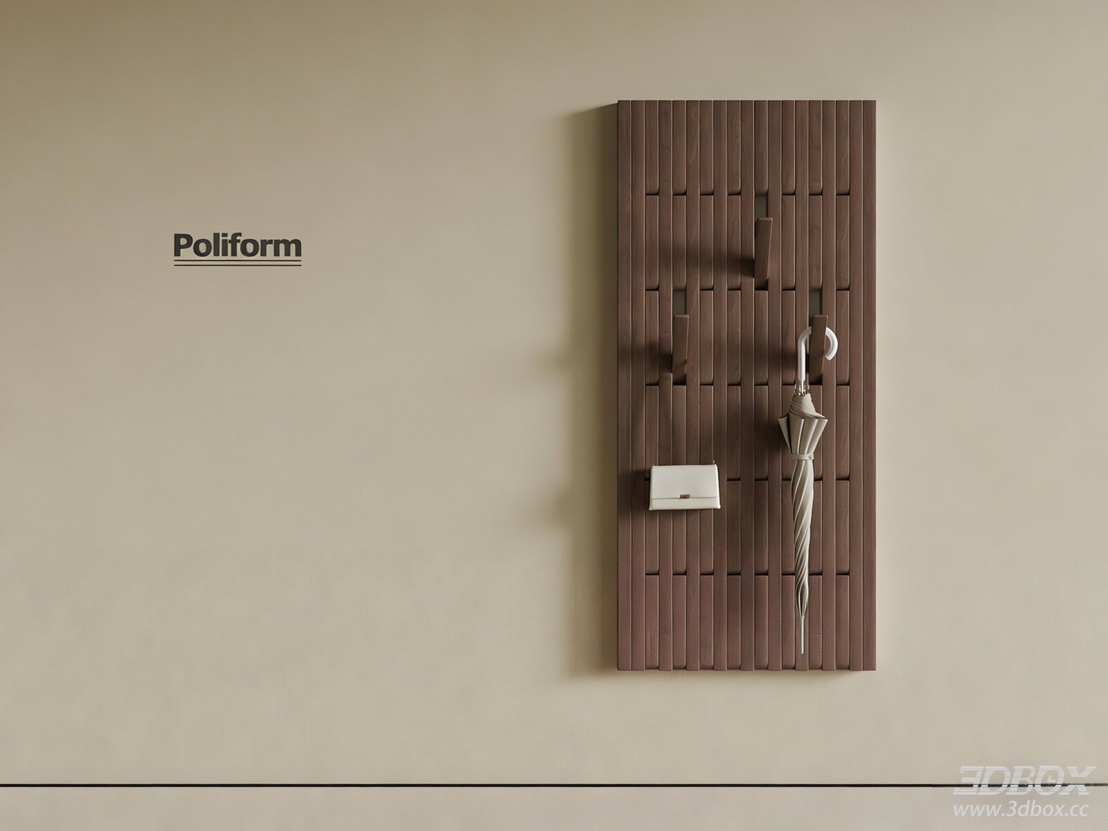 Mid Century Modern Walnut Wooden Wall Mounted Coat Rack