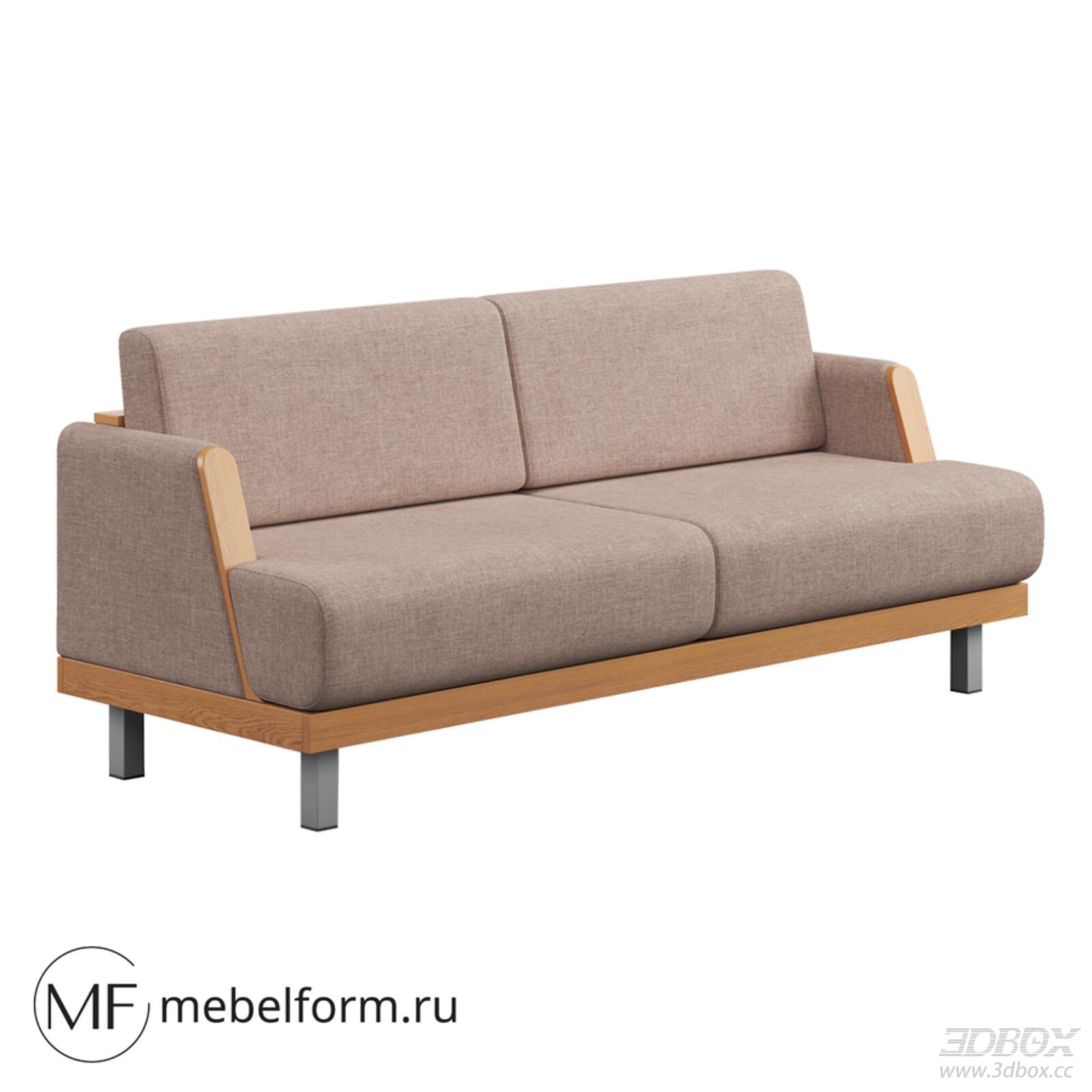 Modern Two Seater Fabric Sofa with Wooden Frame