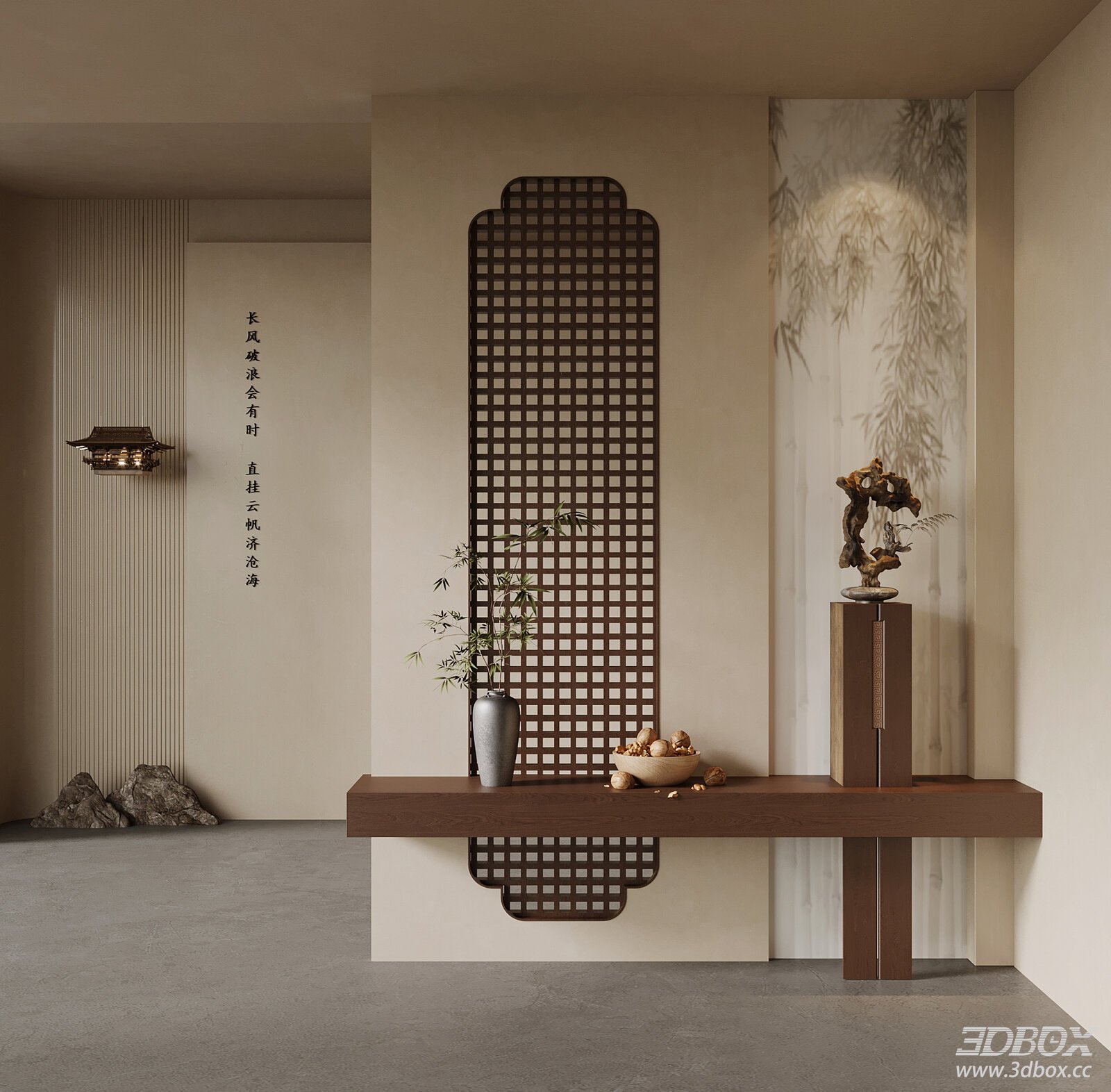 New Chinese Style Mid-century Modern Entryway Hallway Scene