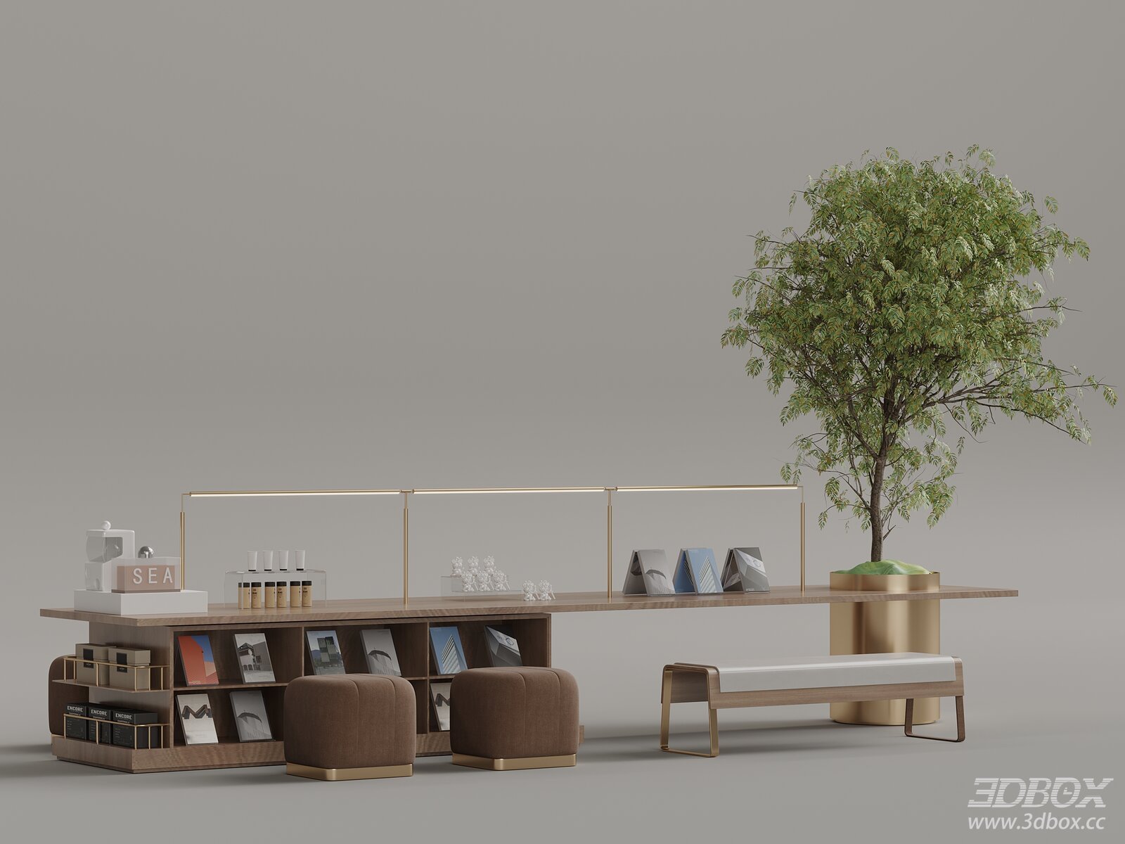 Modern Luxury Desk Chair Set with Display Cabinet and Decor