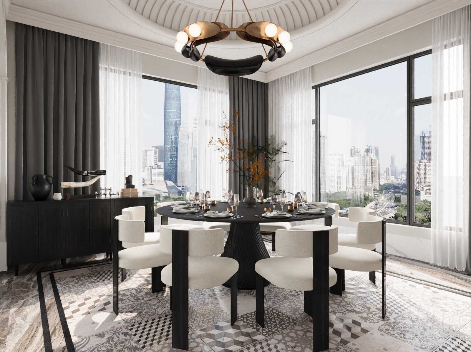 Modern Luxury Round Dining Room Interior Set