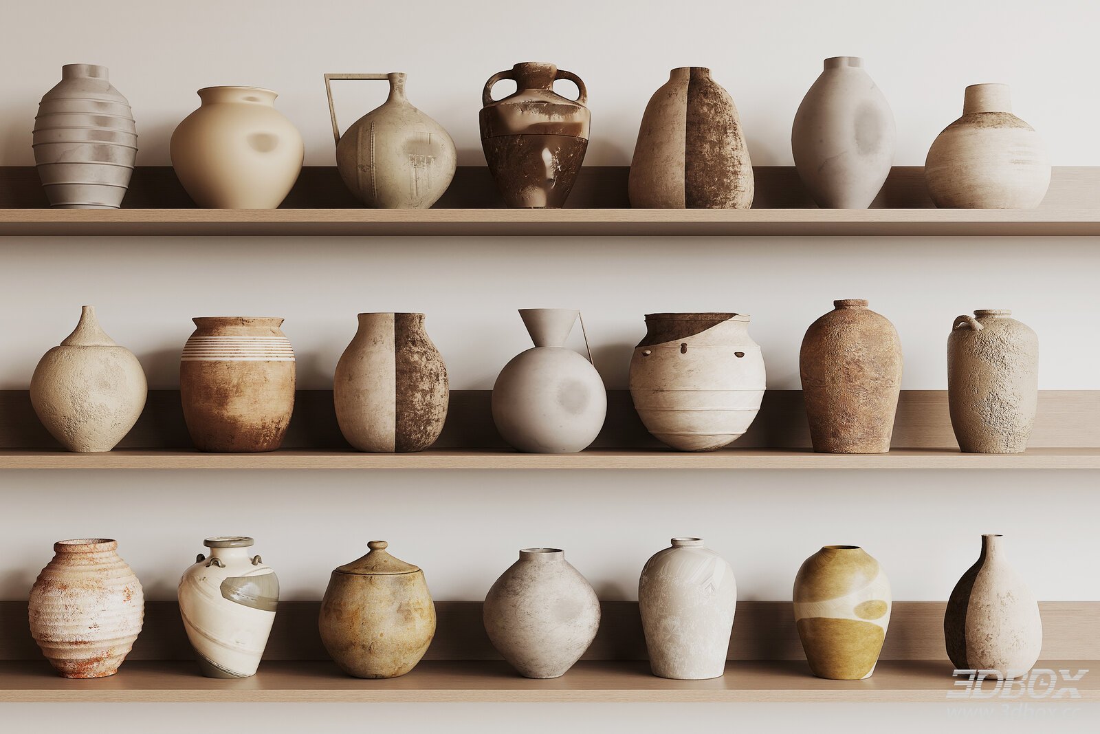 Rustic Ceramic Pottery Vase Set Wabi Sabi Style