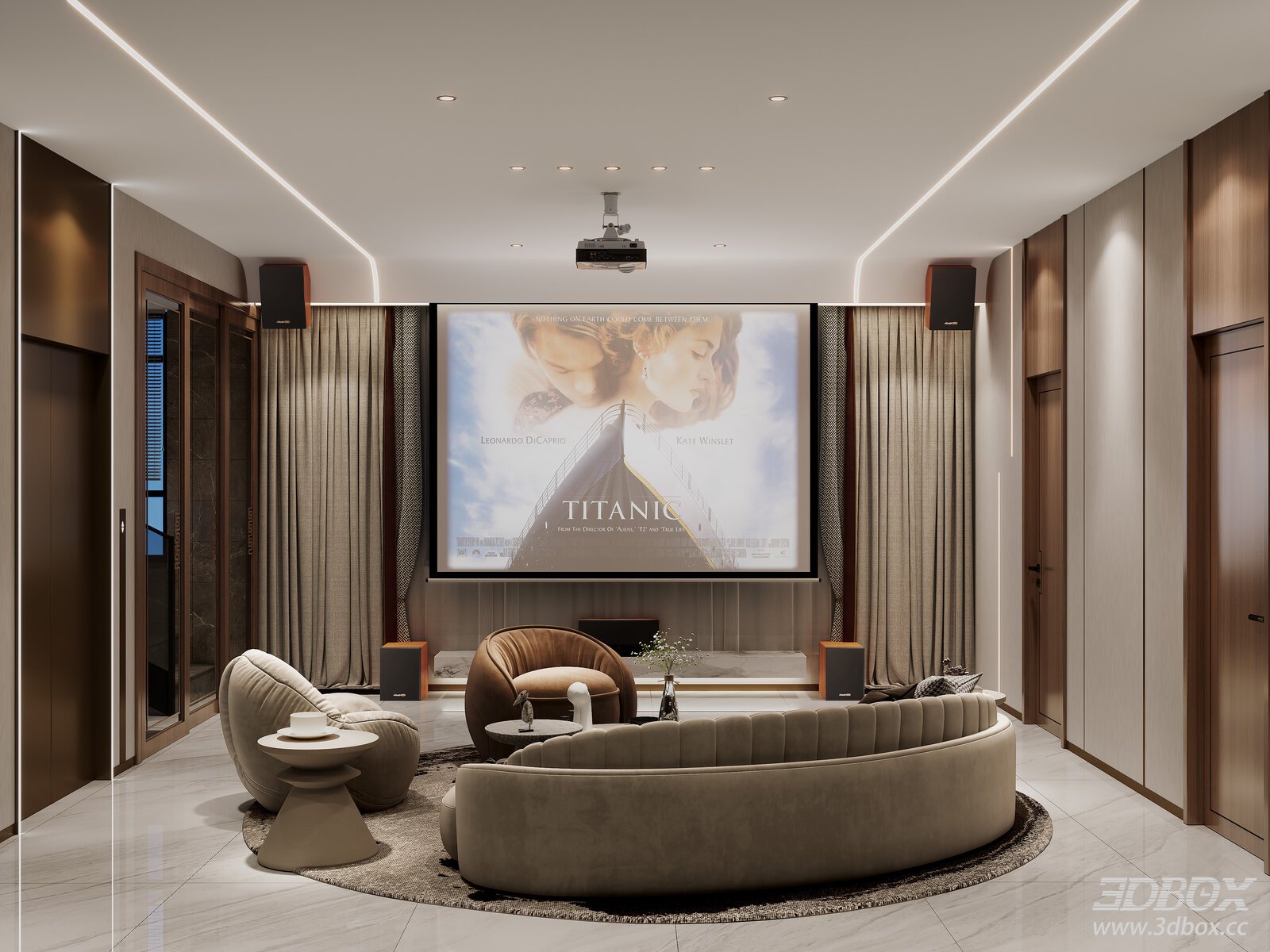 Modern Minimalist New Chinese Home Theater Interior