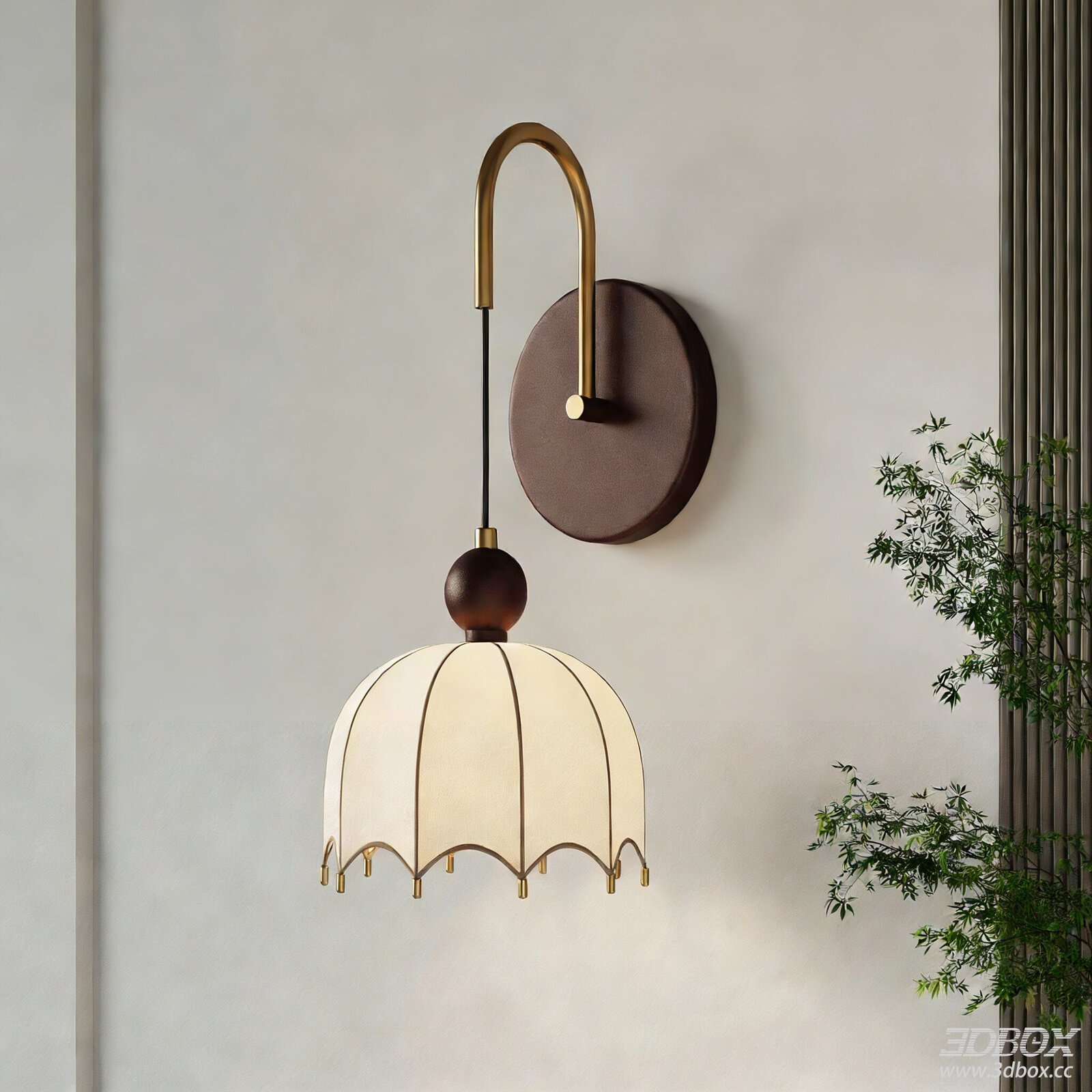 Vintage French Mid-Century Brass Wall Lamp