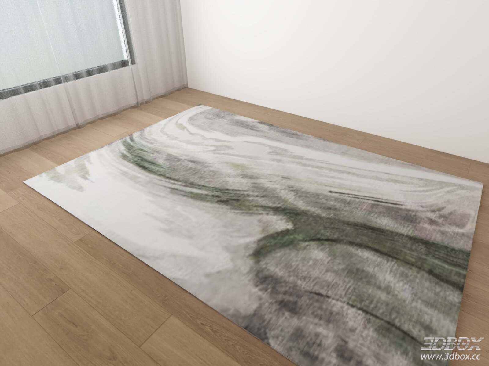 Modern Abstract Green Grey White Area Rug
