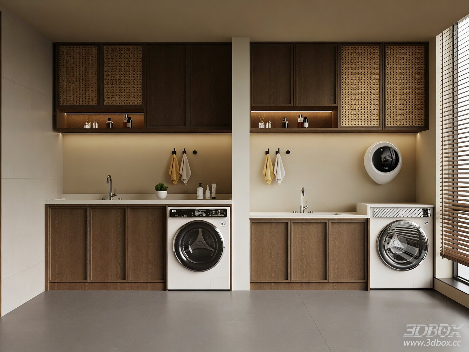 New Chinese Style Balcony Laundry Cabinet Scene