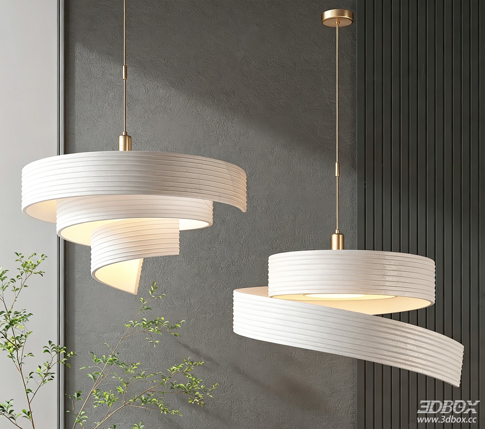 Modern Spiral Fabric Ceiling Pendant Lamp Brass Fixture
