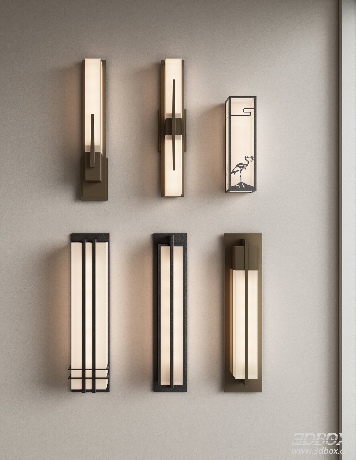 New Chinese Style Long Metal Wall Sconce Set