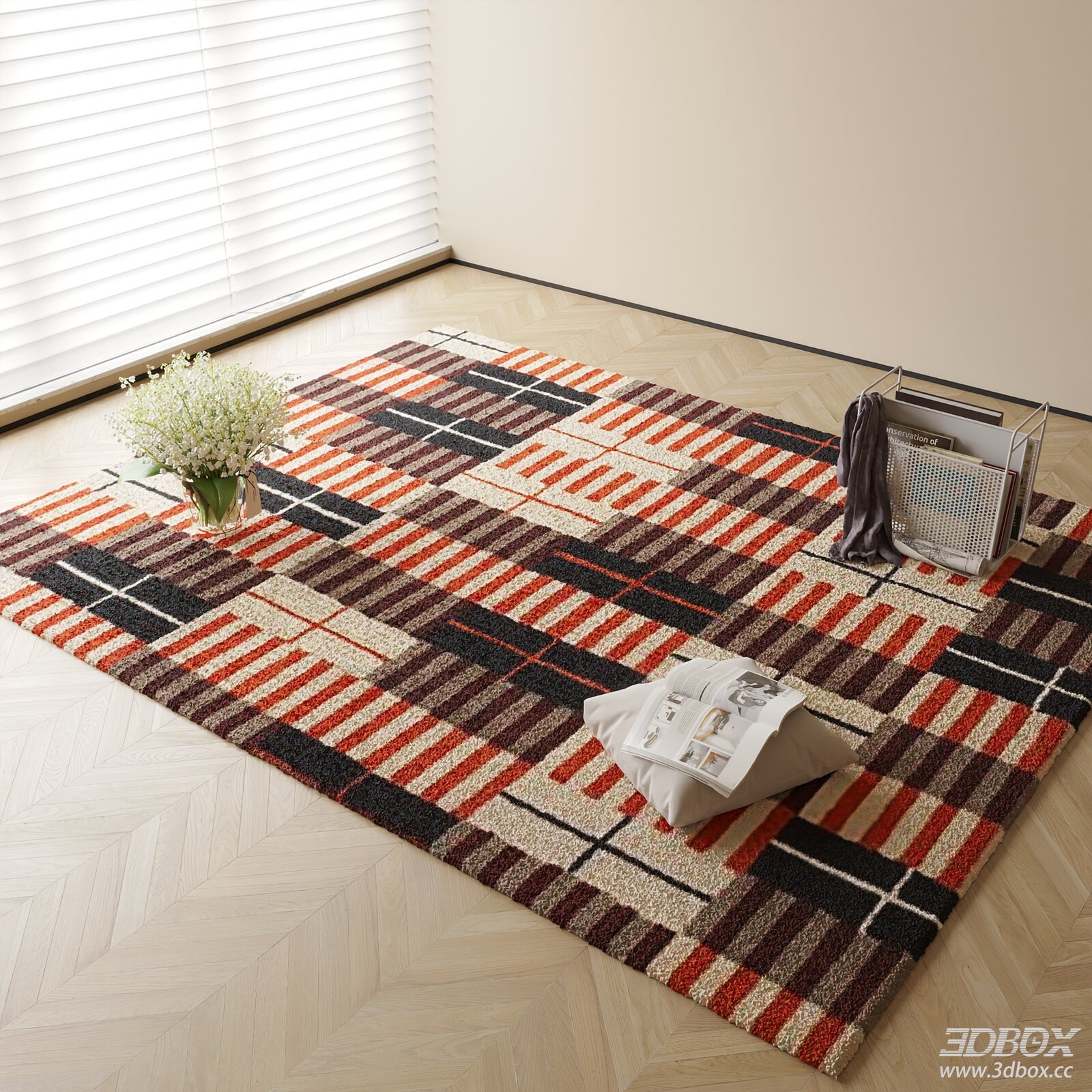 Modern Geometric Plaid Carpet