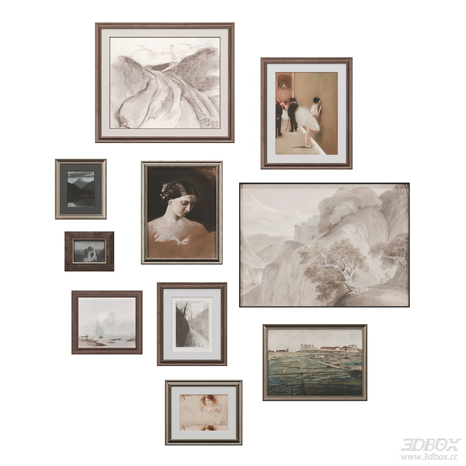 Vintage Framed Painting Set Wall Decor