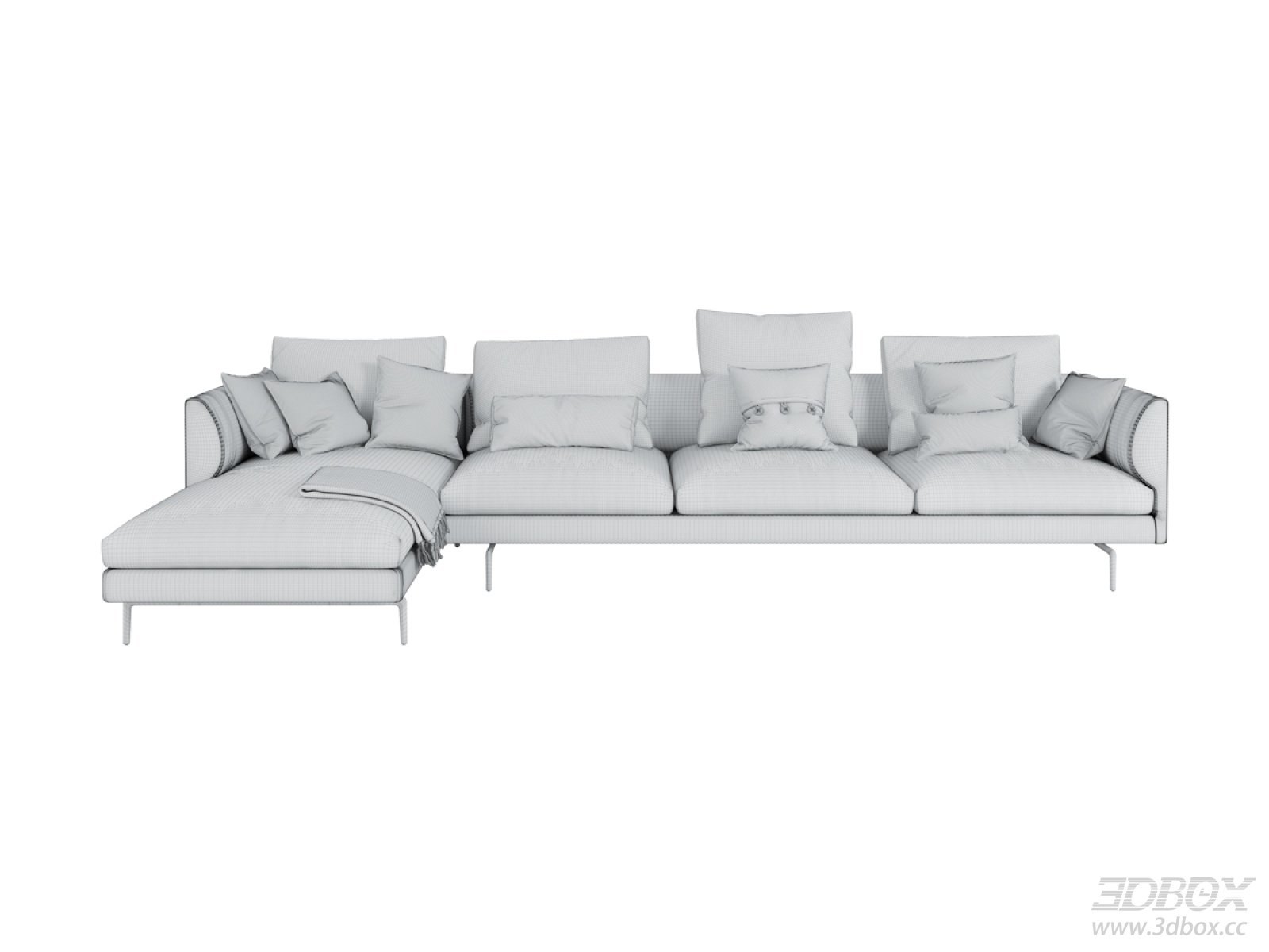 Modern L Shaped Sectional Fabric Sofa Set