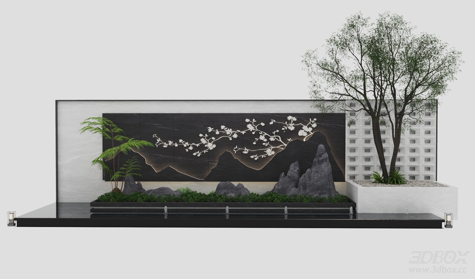 Modern Courtyard Water Feature Landscape Wall