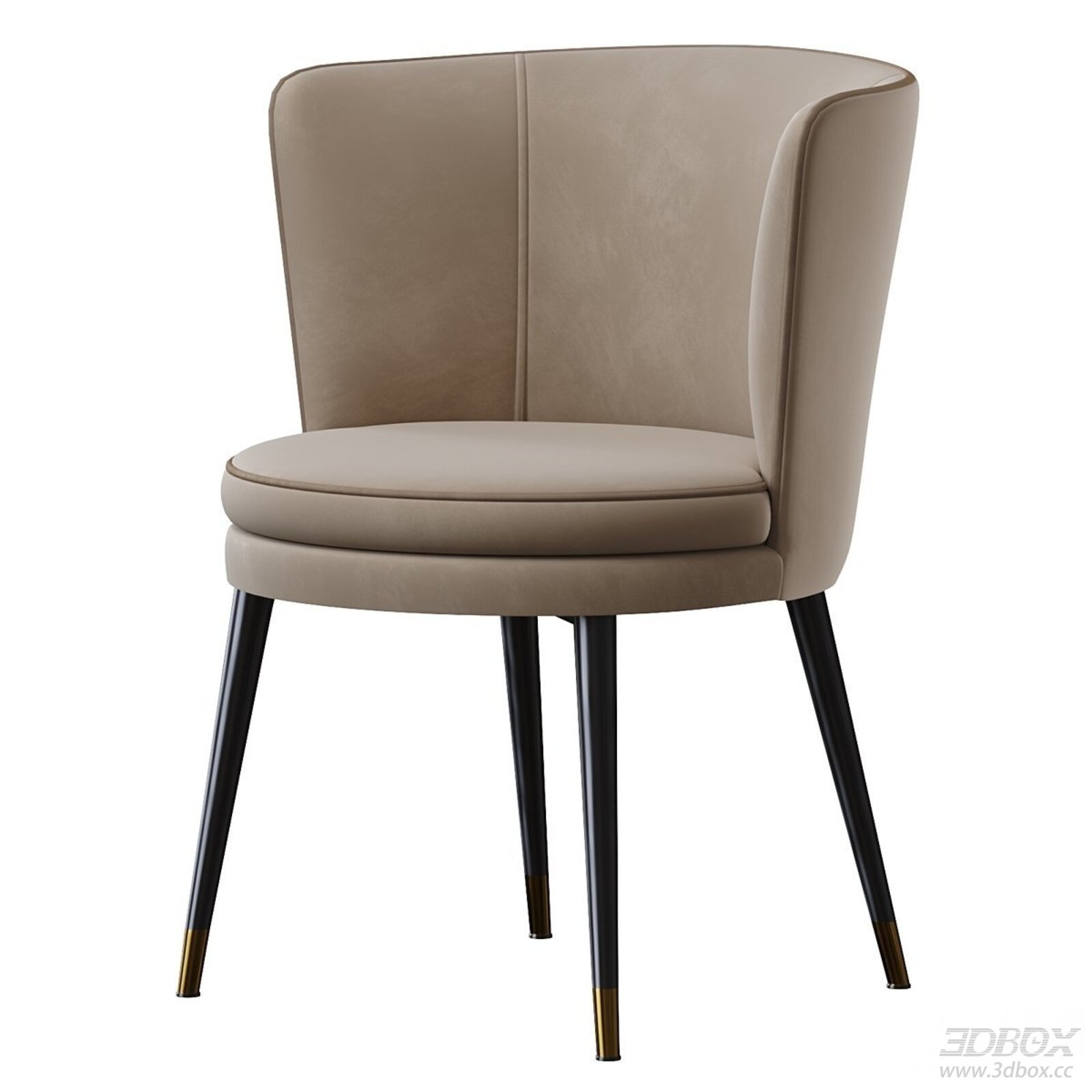 Modern Beige Velvet Dining Chair with Metal Legs