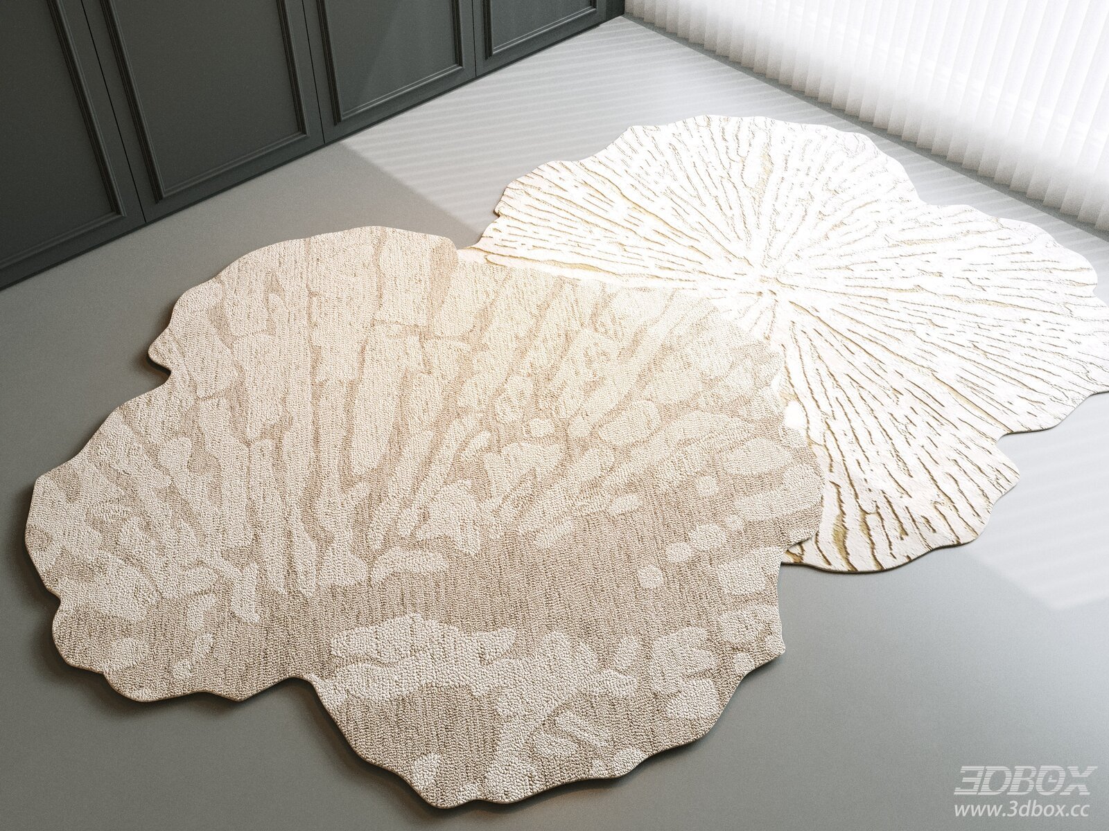 Irregular Beige Textured Modern Italian Style Carpet
