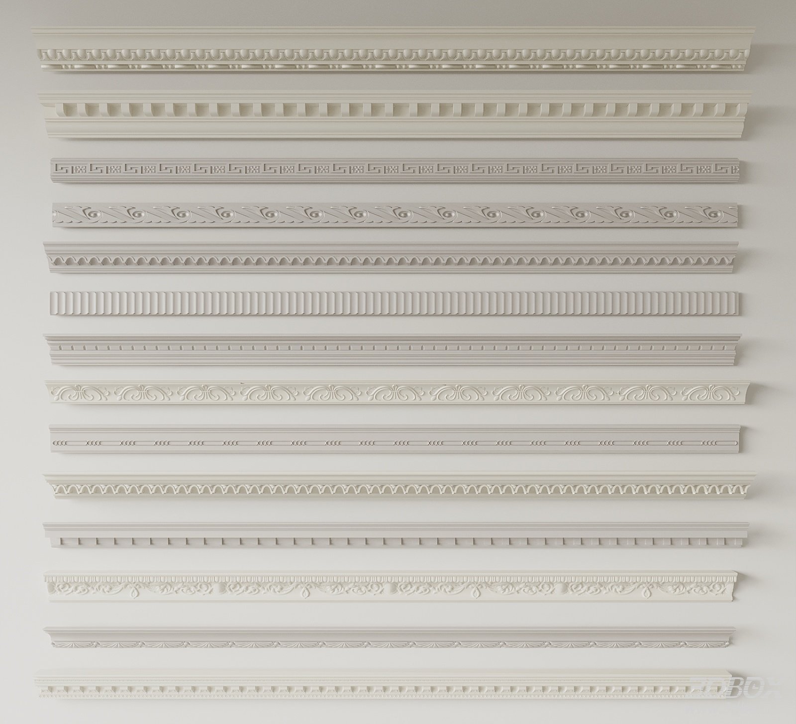 Classic French Style Decorative Gypsum Cornice Molding Set