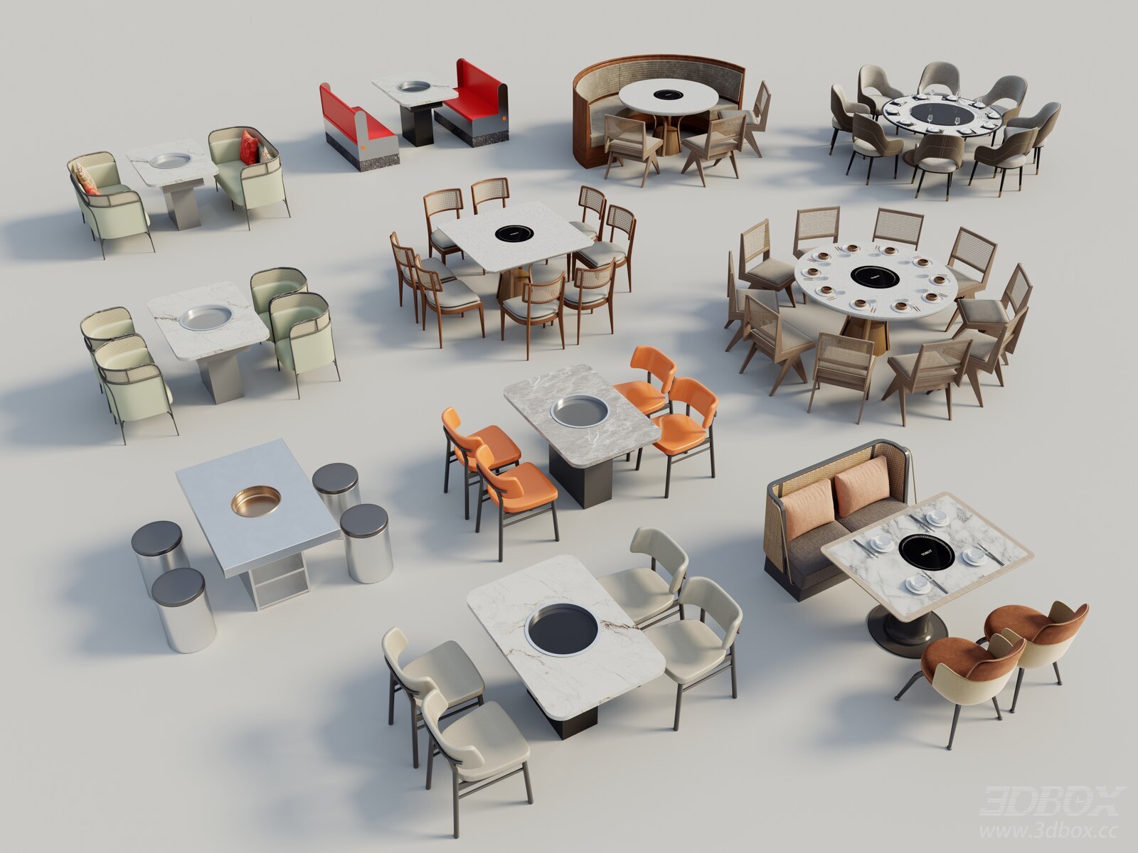 Modern Hot Pot Dining Table and Chair Set Collection