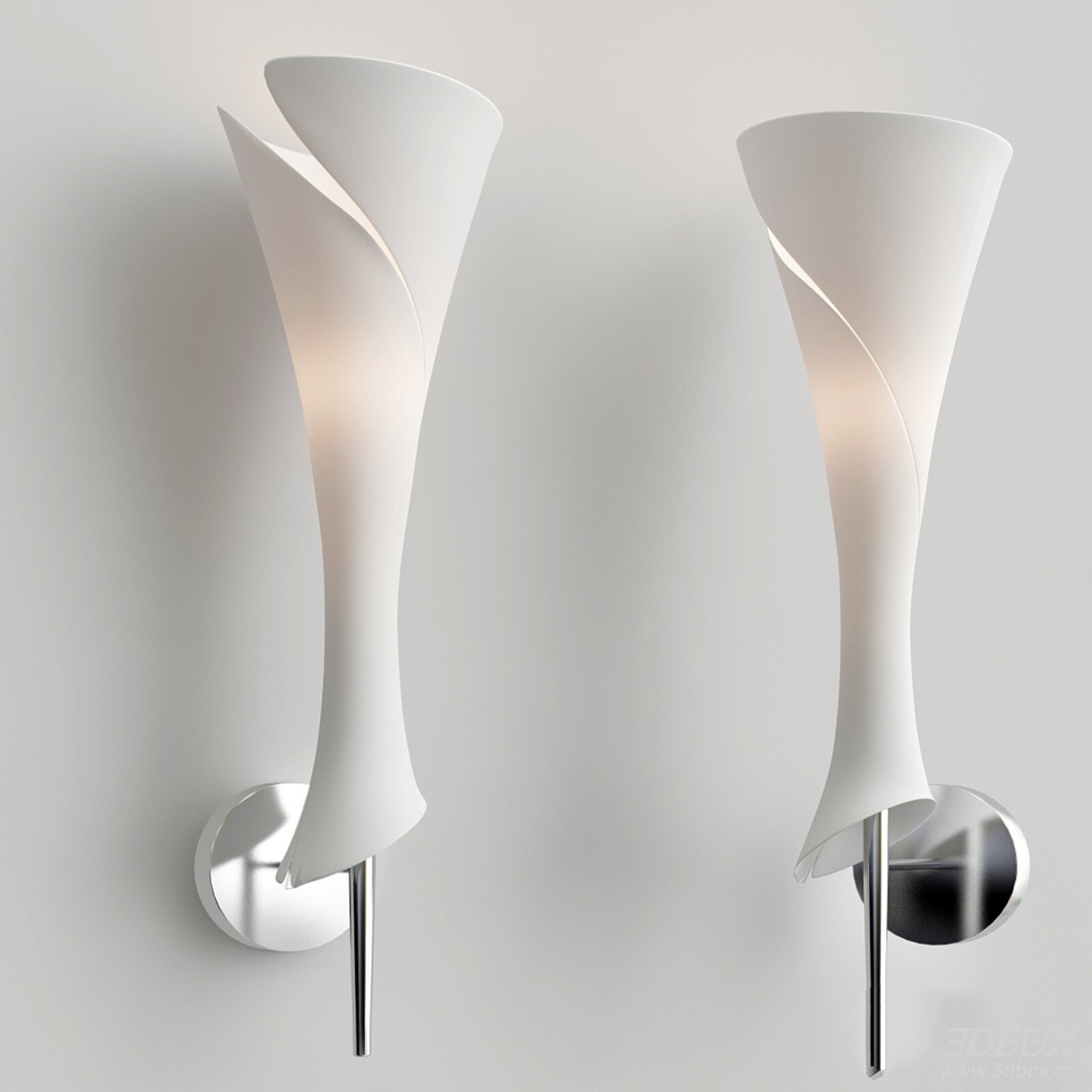 Modern Twisted White Wall Sconce with Chrome Base