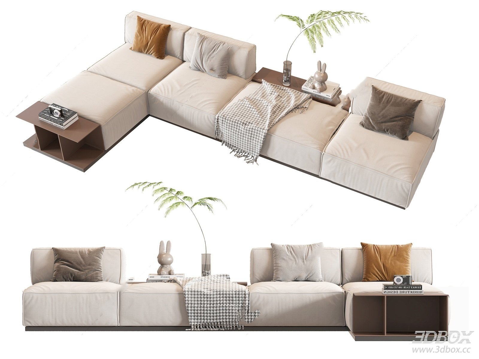 Modern Modular Beige Fabric Sofa Set