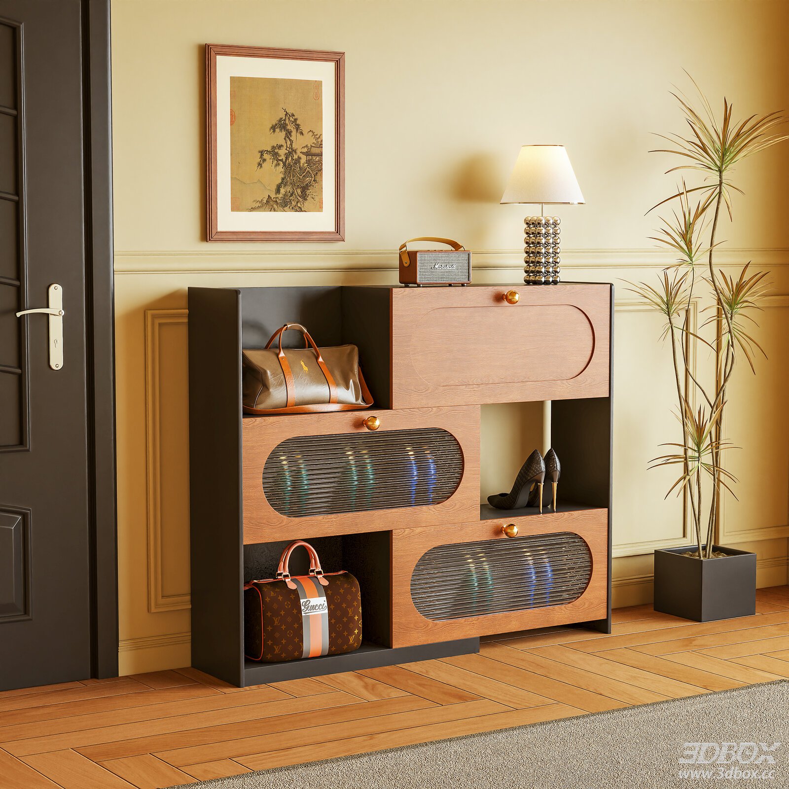 Mid Century Hallway Shoe Storage Cabinet