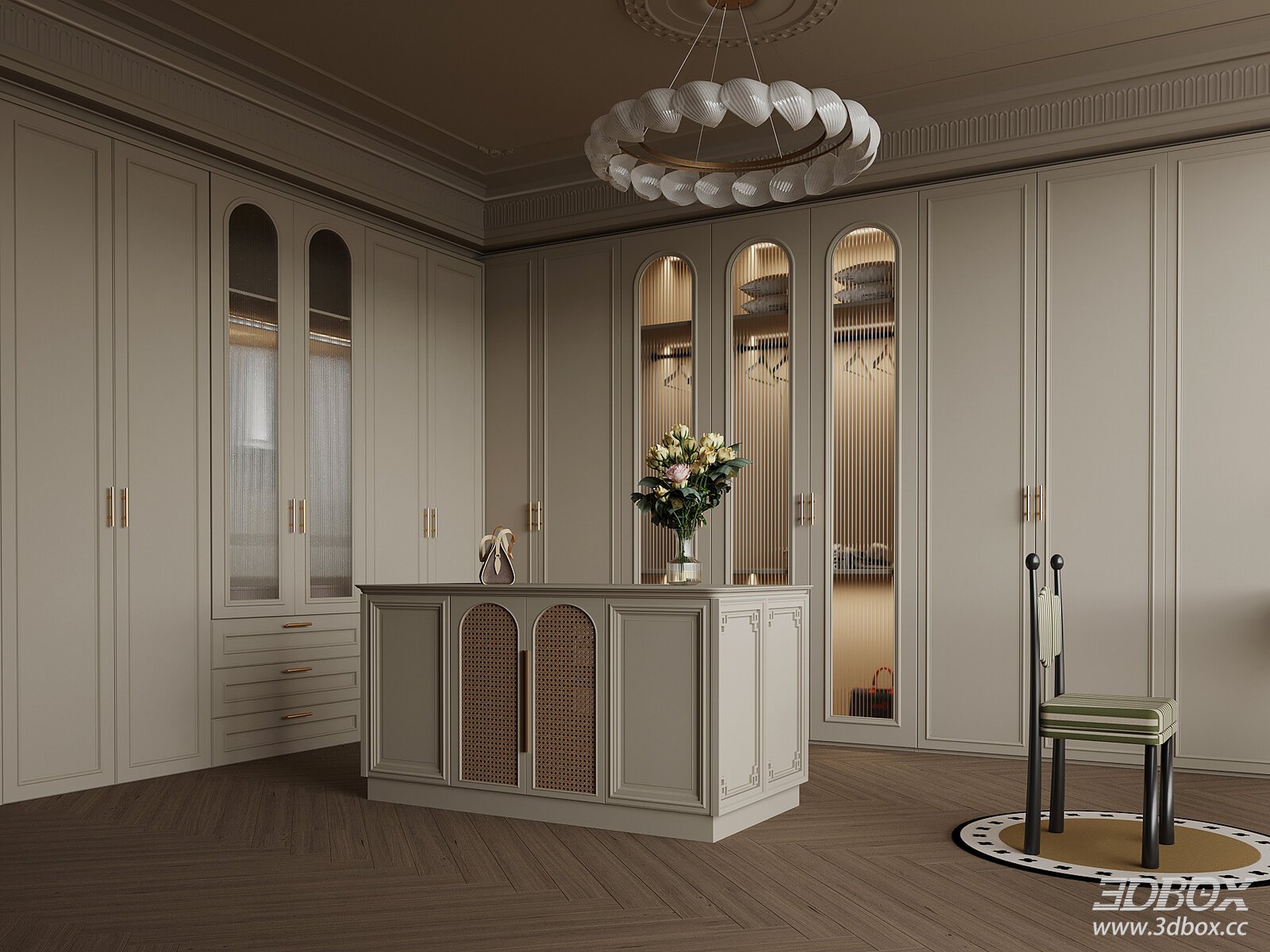French Cream Style Walk-in Closet Dressing Room
