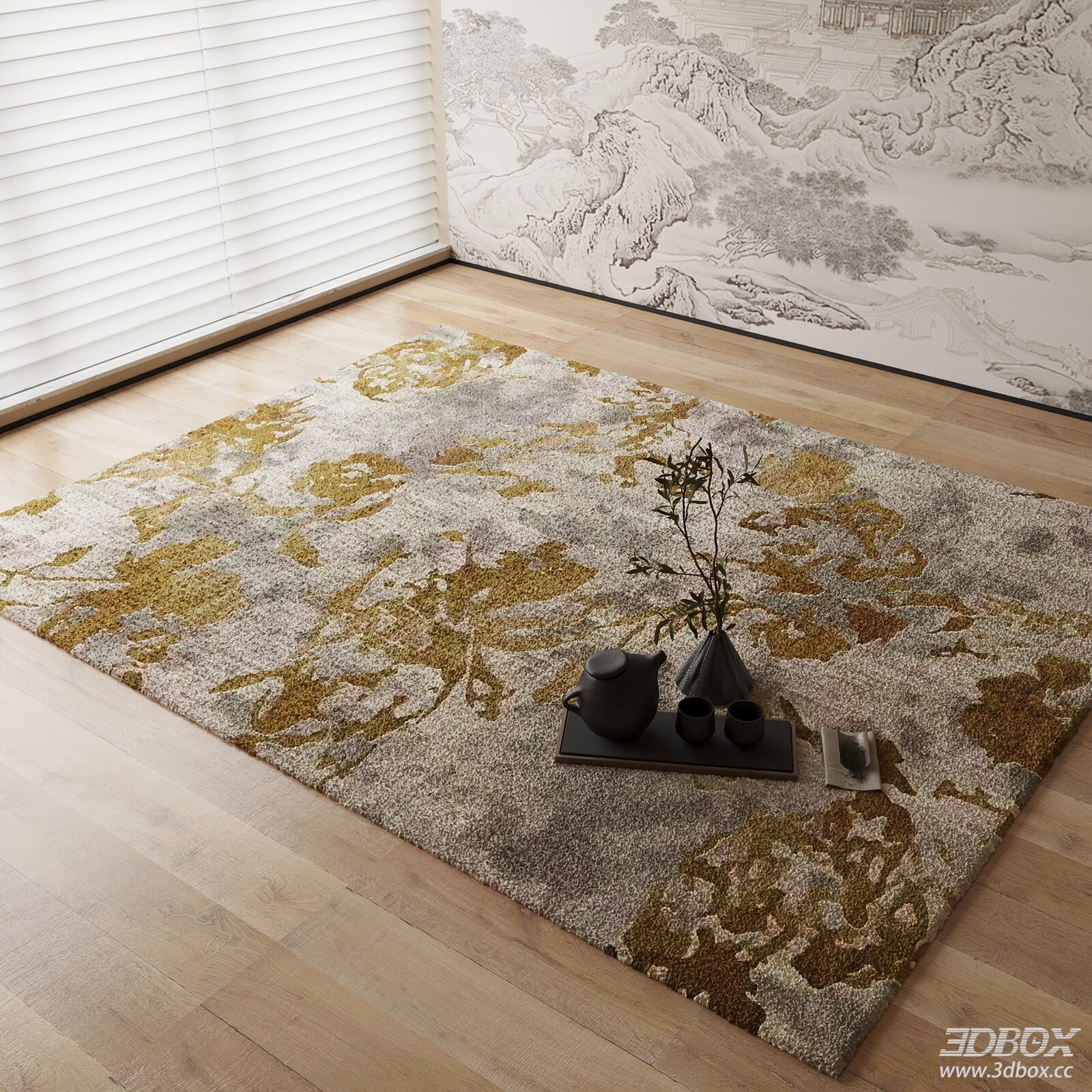 New Chinese Style Floral Pattern Plush Carpet